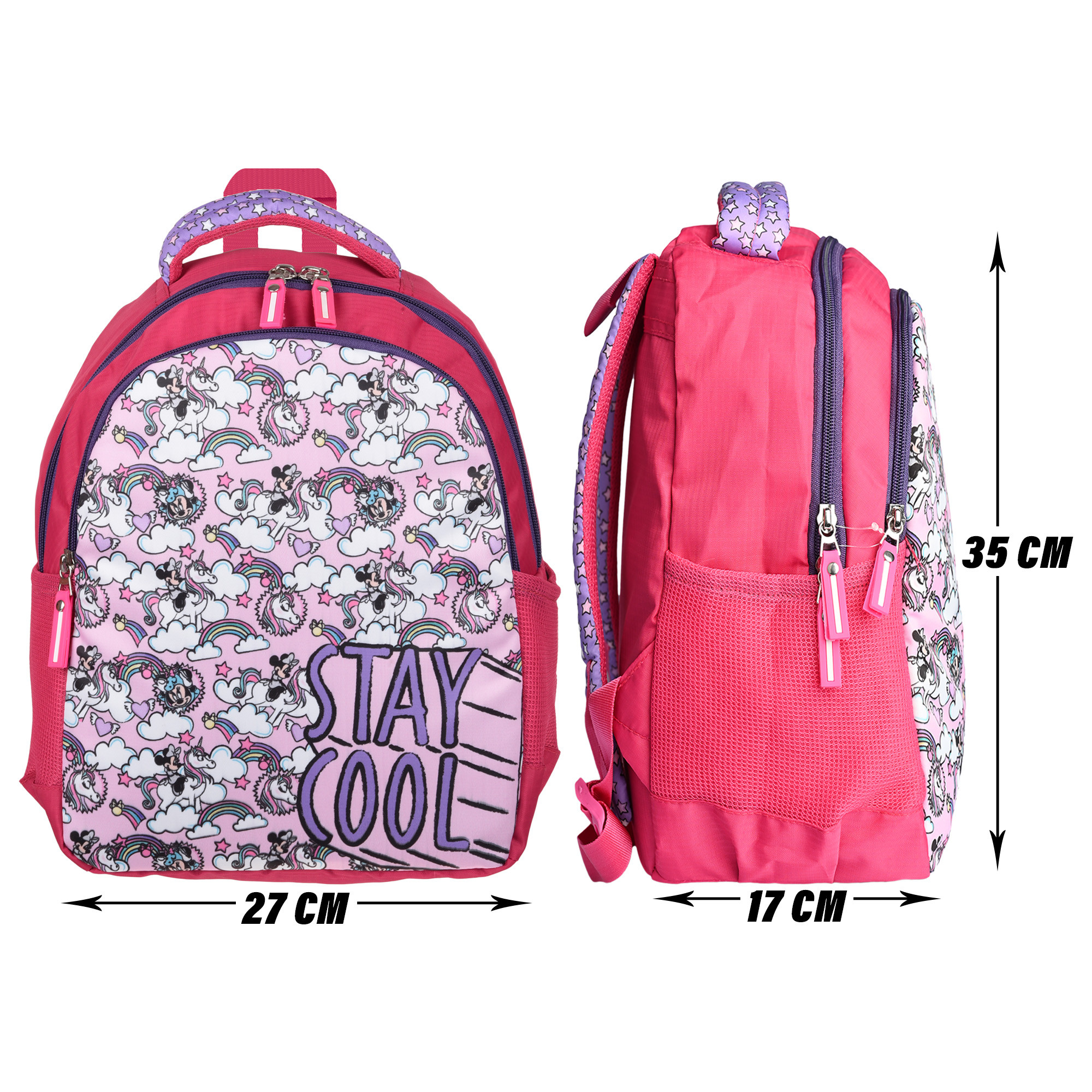 Kuber Industries Unicorn Stay Cool Backpack | School Backpack for Kids | College Backpack | School Bag for Boys & Girls | 3 Compartments School Backpack | Spacious & Multiple Pockets | Pink