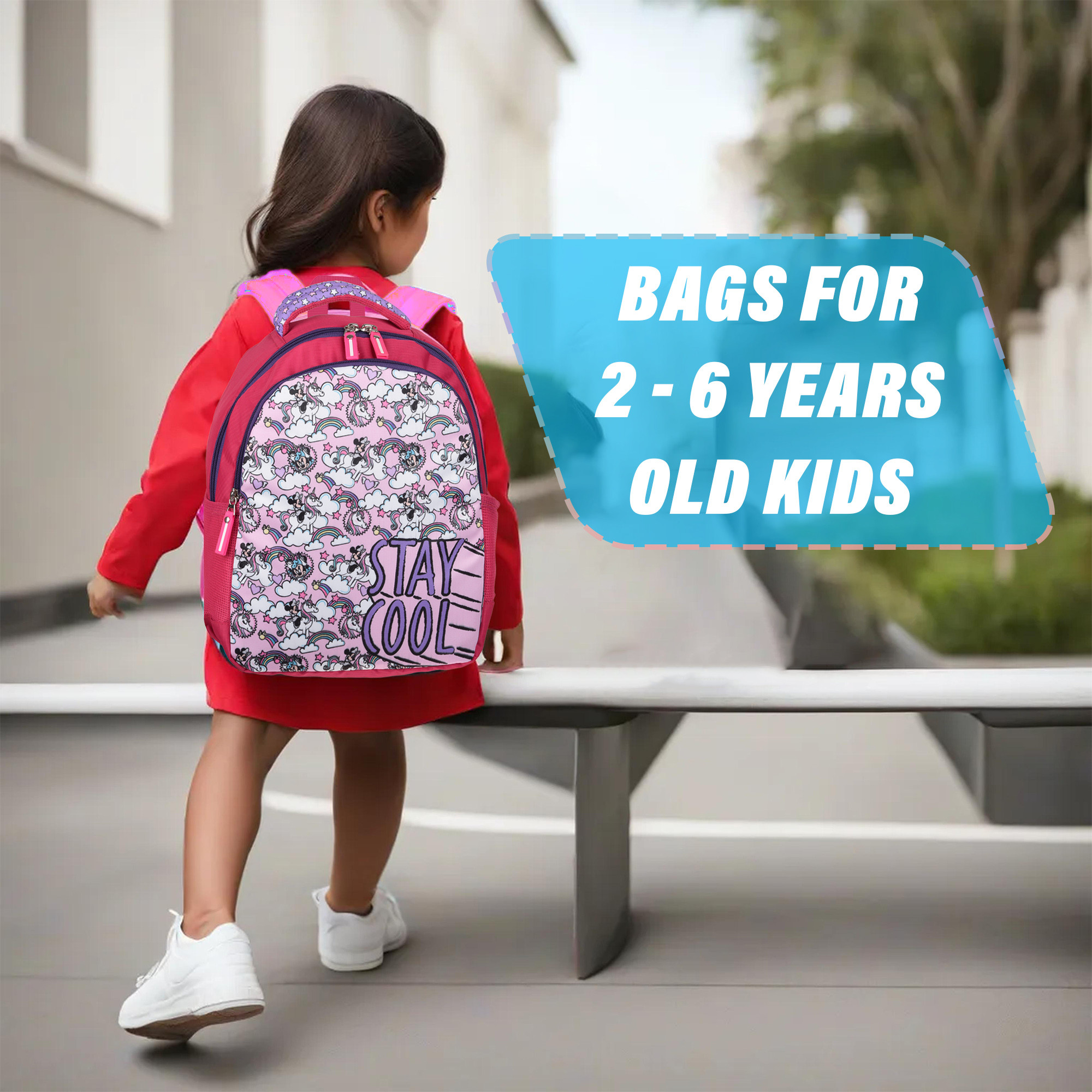 Kuber Industries Unicorn Stay Cool Backpack | School Backpack for Kids | College Backpack | School Bag for Boys & Girls | 3 Compartments School Backpack | Spacious & Multiple Pockets | Pink