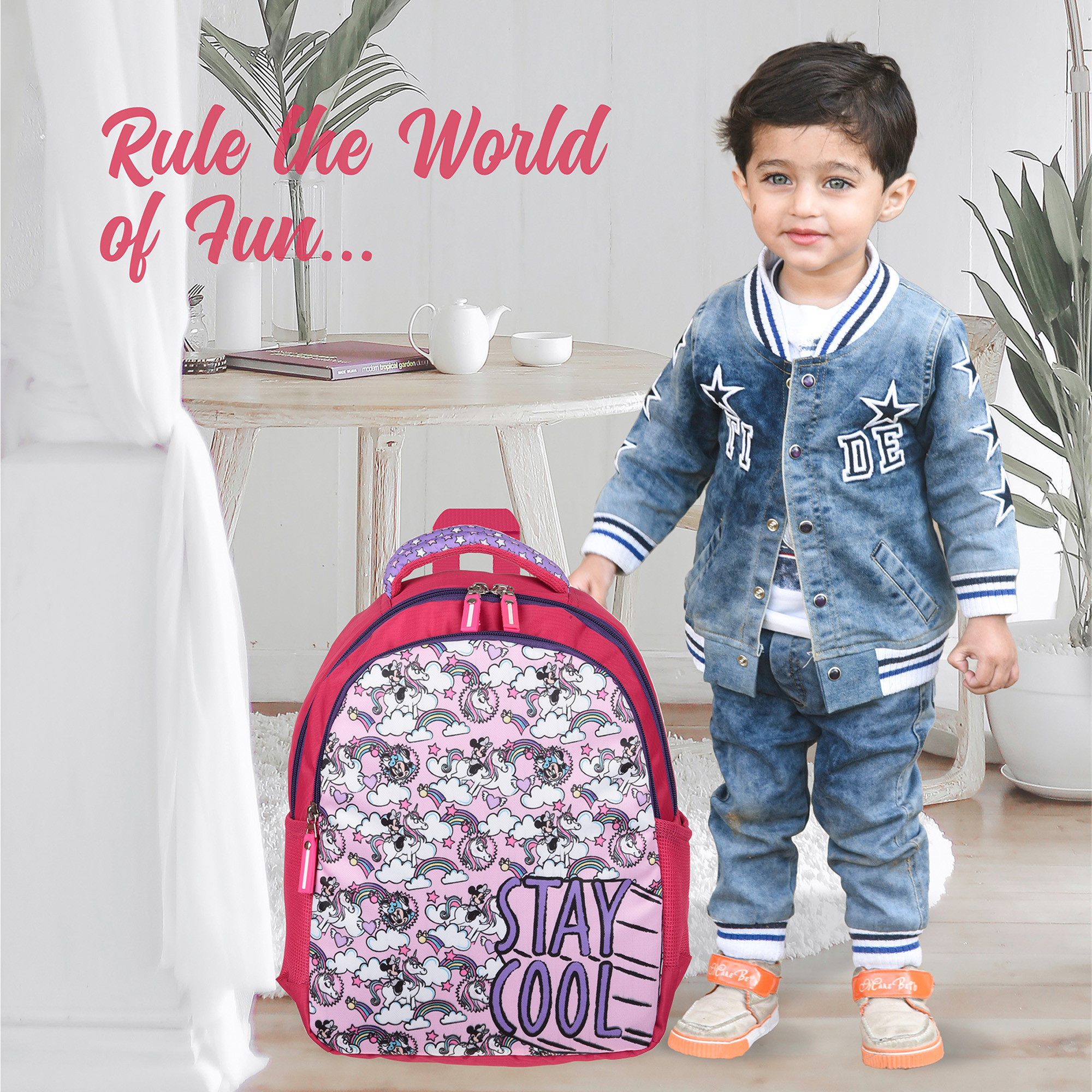 Kuber Industries Unicorn Stay Cool Backpack | School Backpack for Kids | College Backpack | School Bag for Boys & Girls | 3 Compartments School Backpack | Spacious & Multiple Pockets | Pink