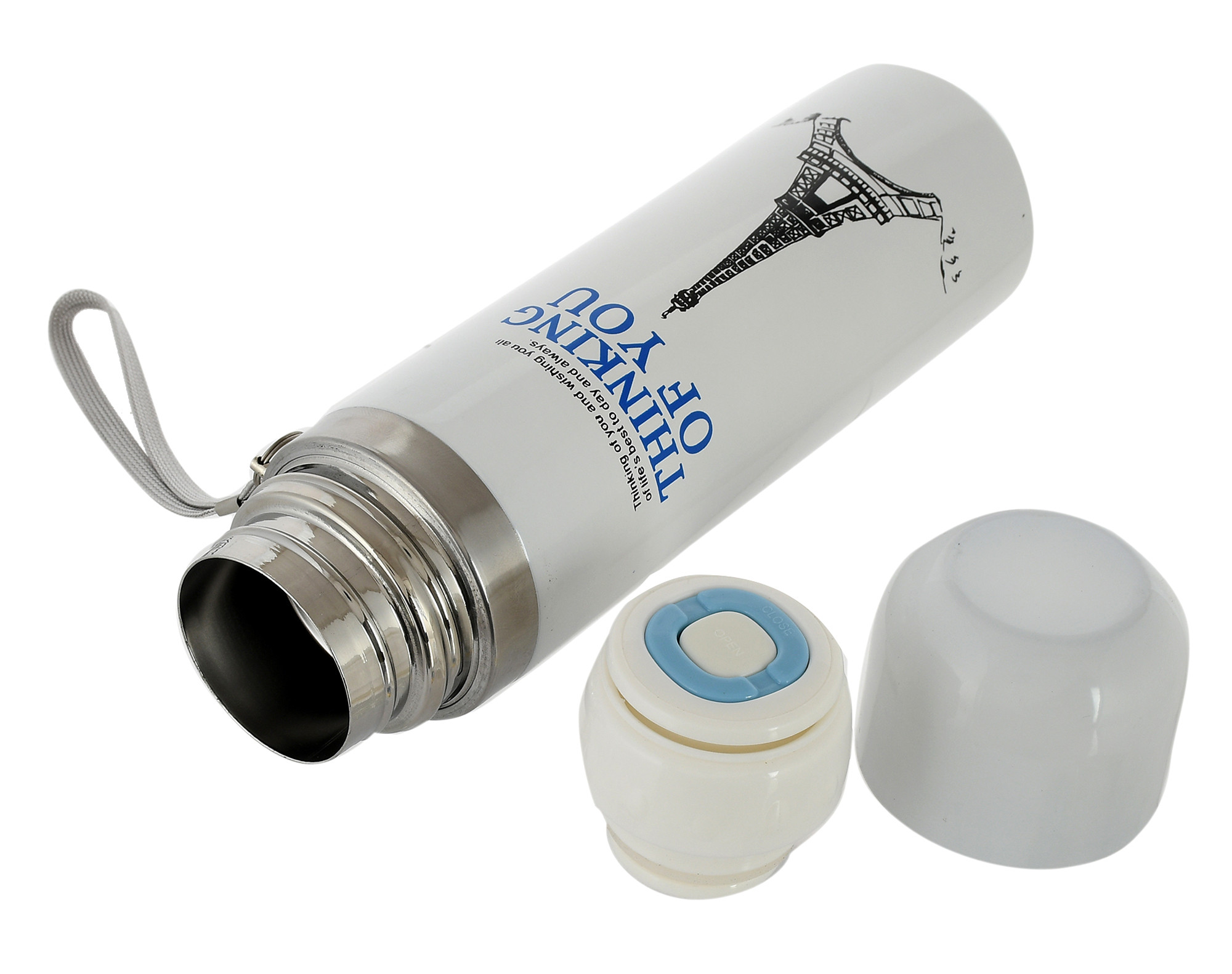 Kuber Industries Vacuum Insulated Flask Carrying Strip, 500ml (White)