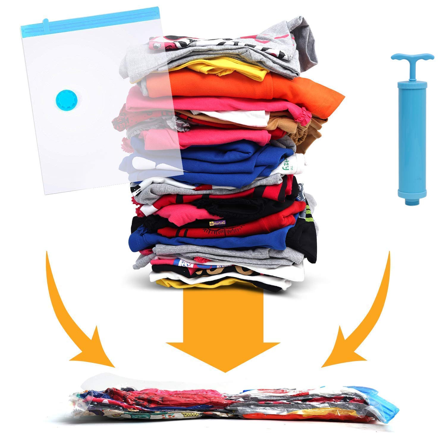 Kuber Industries Vacuum Storage Bags | Travel Space Saver Seal Bags | Vacuum Bags for Comforters | Bags for Blankets | Bags for Clothes with Hand Pump | 50x70 |Transparent