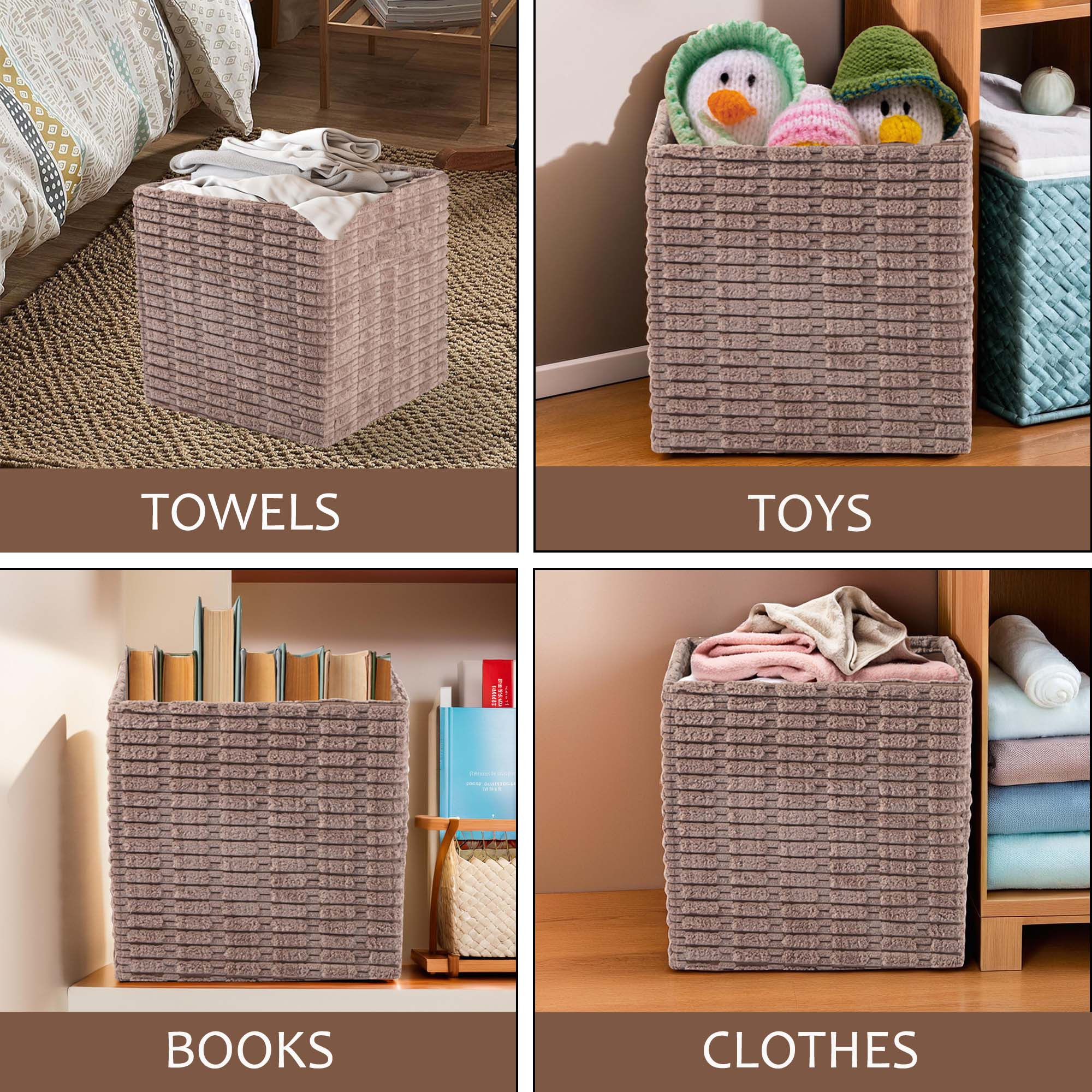 Kuber Industries Velvet 27 L Foldable Storage Box for Clothes with Carry Handle  Baby Dress Organiser  Slider Storage Box for Wardrobe Toys Diapers  Books  GM-14-TAN  Tan