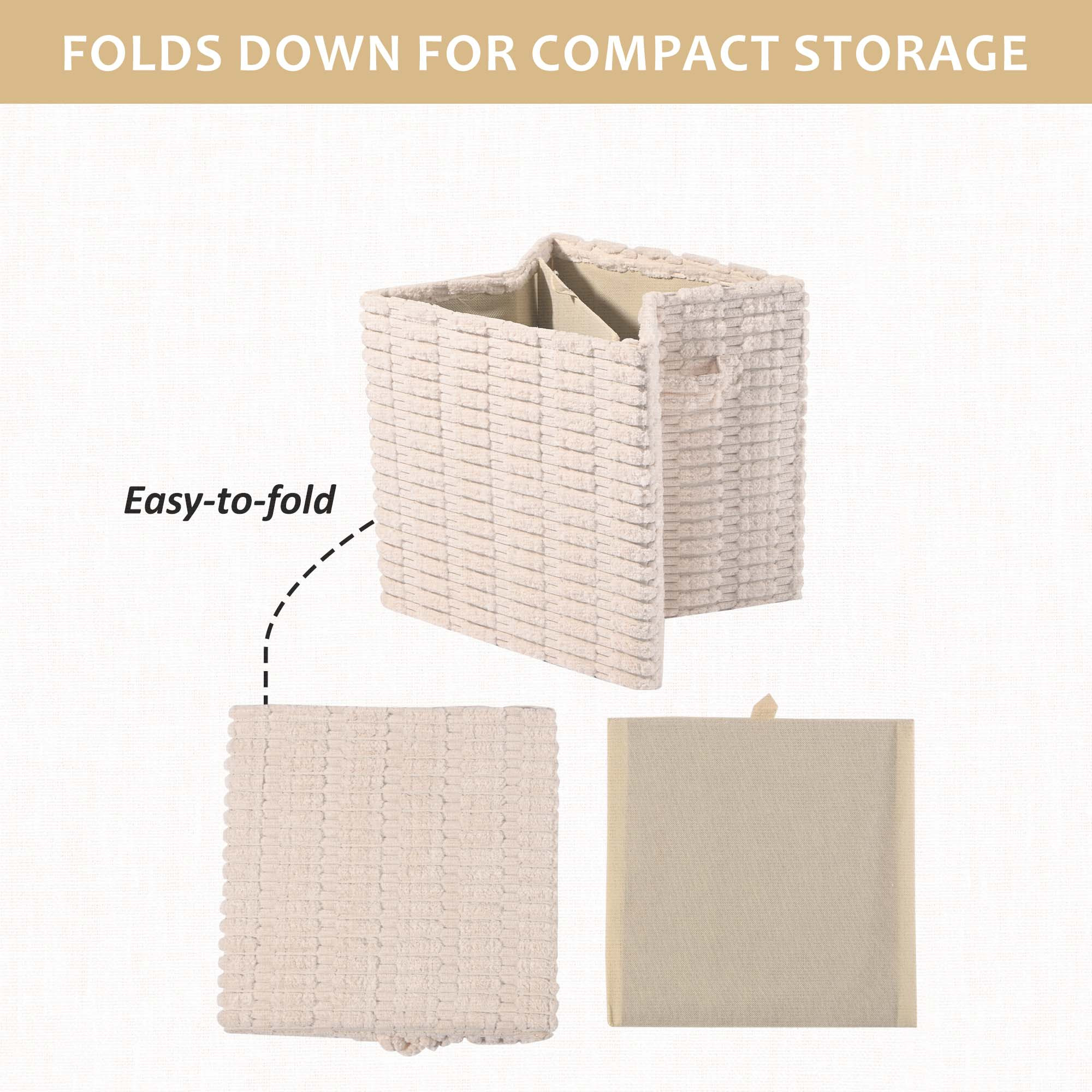 Kuber Industries Velvet 27 L Foldable Storage Box for Clothes with Carry Handle  Baby Dress Organiser  Slider Storage Box for Wardrobe Toys Diapers  Books  GM-14-WHH  As Shown-White