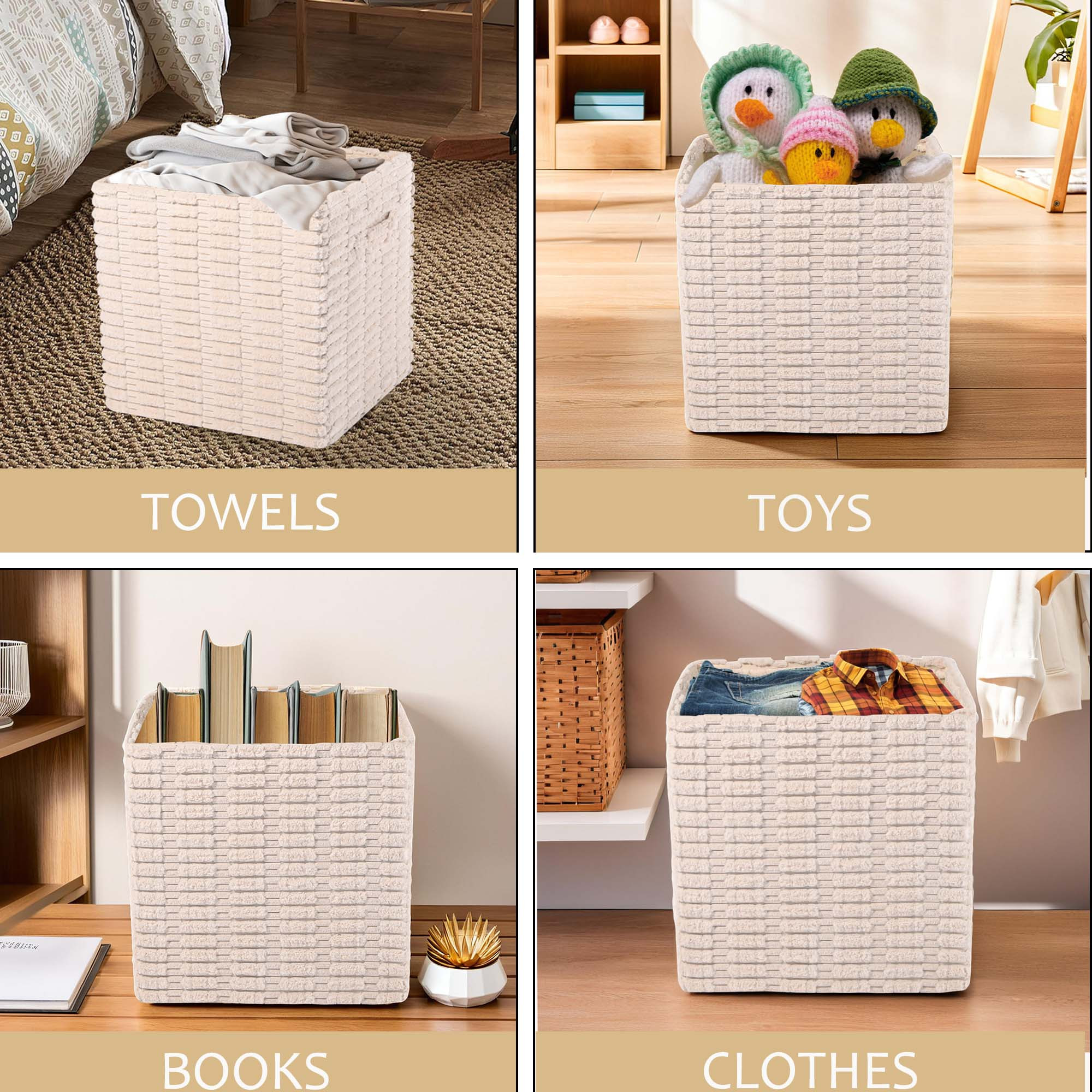 Kuber Industries Velvet 27 L Foldable Storage Box for Clothes with Carry Handle  Baby Dress Organiser  Slider Storage Box for Wardrobe Toys Diapers  Books  GM-14-WHH  As Shown-White