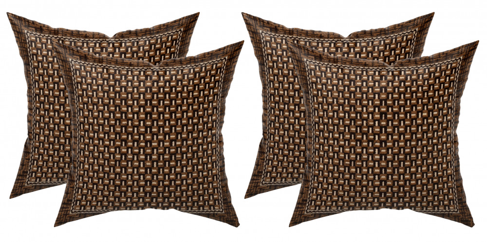 Kuber Industries Velvet Check Design Soft Decorative Square Throw Pillow Cover, Cushion Covers, Pillow Case For Sofa Couch Bed Chair 16x16 Inch-(Brown)