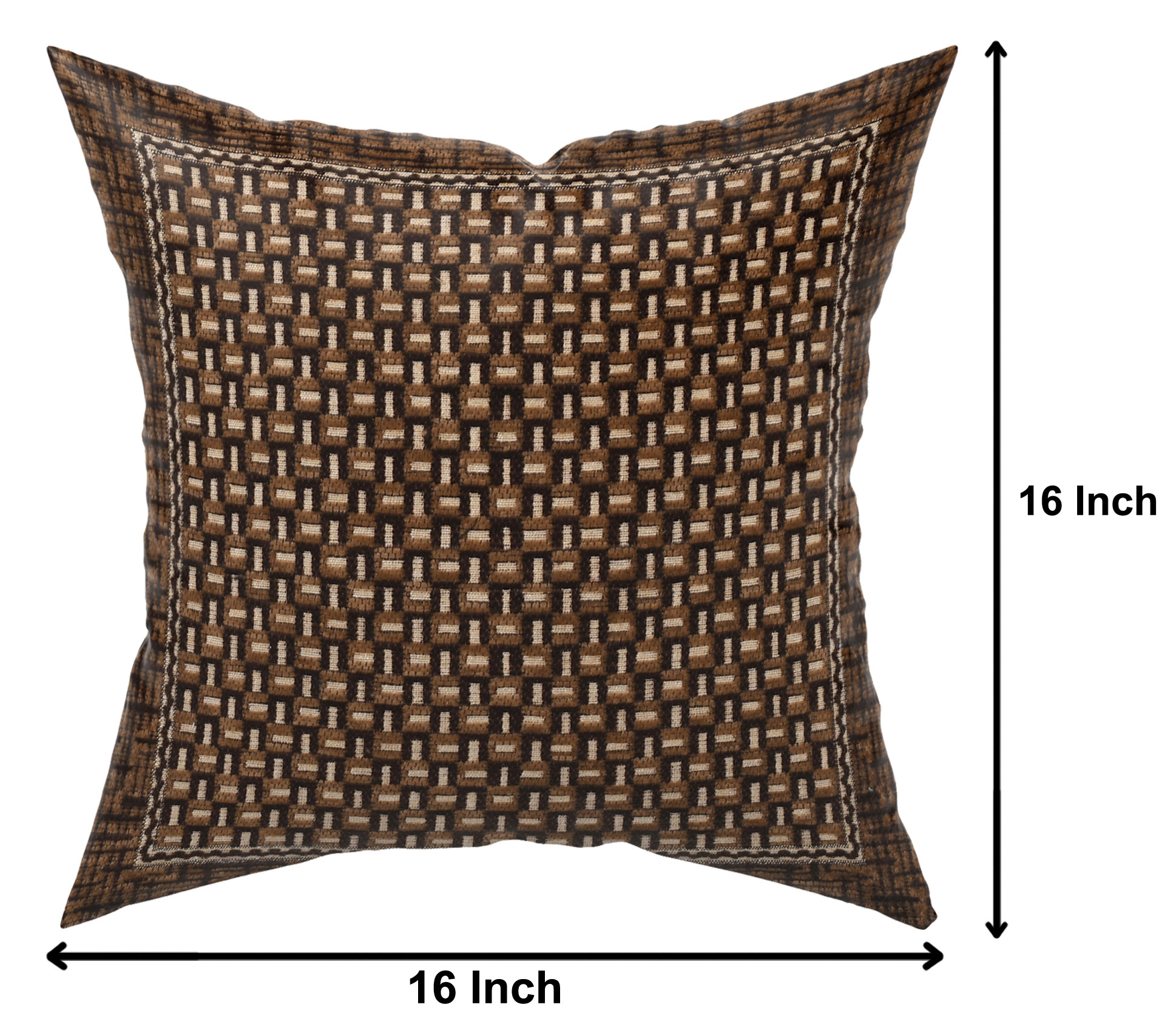 Kuber Industries Velvet Check Design Soft Decorative Square Throw Pillow Cover, Cushion Covers, Pillow Case For Sofa Couch Bed Chair 16x16 Inch-(Brown)