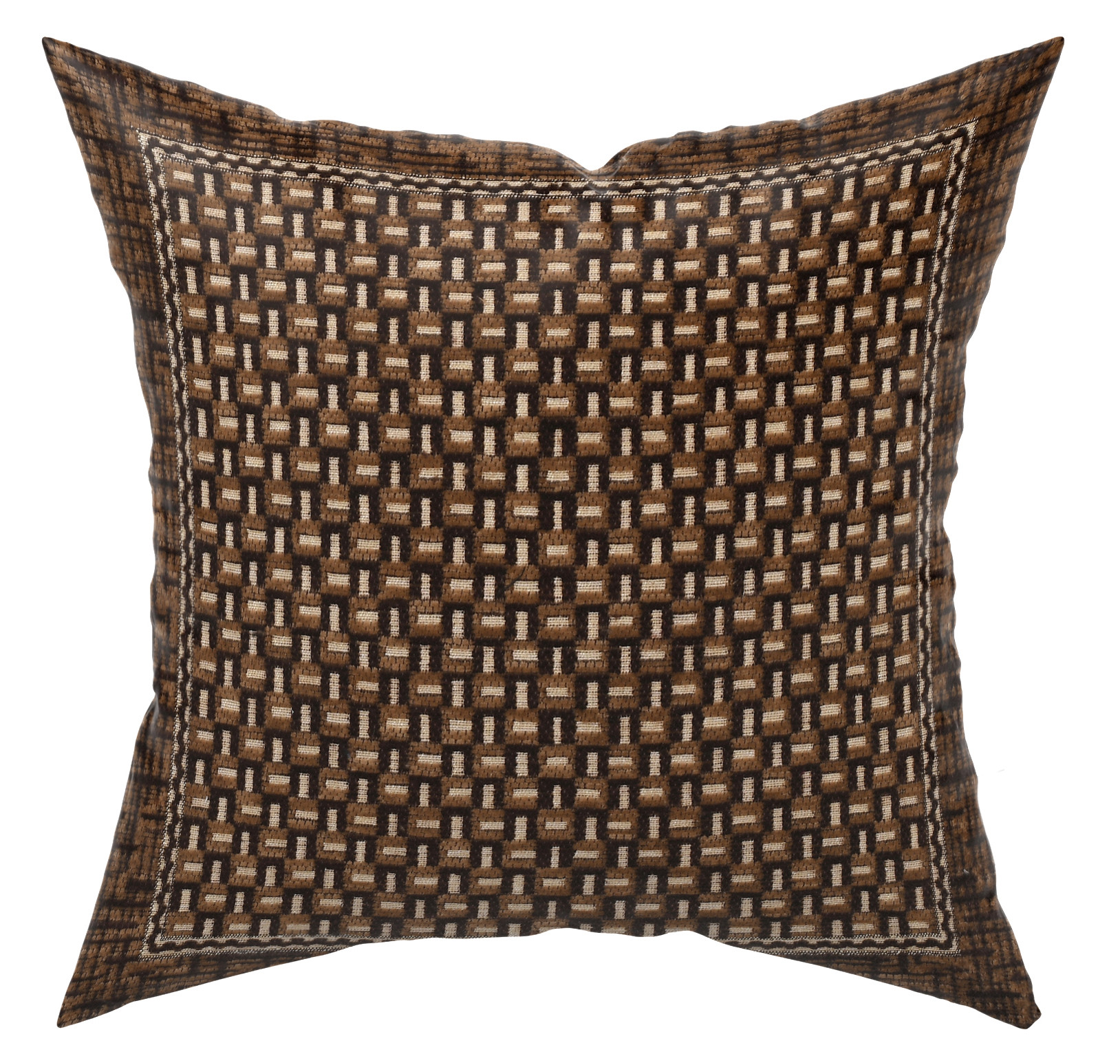 Kuber Industries Velvet Check Design Soft Decorative Square Throw Pillow Cover, Cushion Covers, Pillow Case For Sofa Couch Bed Chair 16x16 Inch-(Brown)