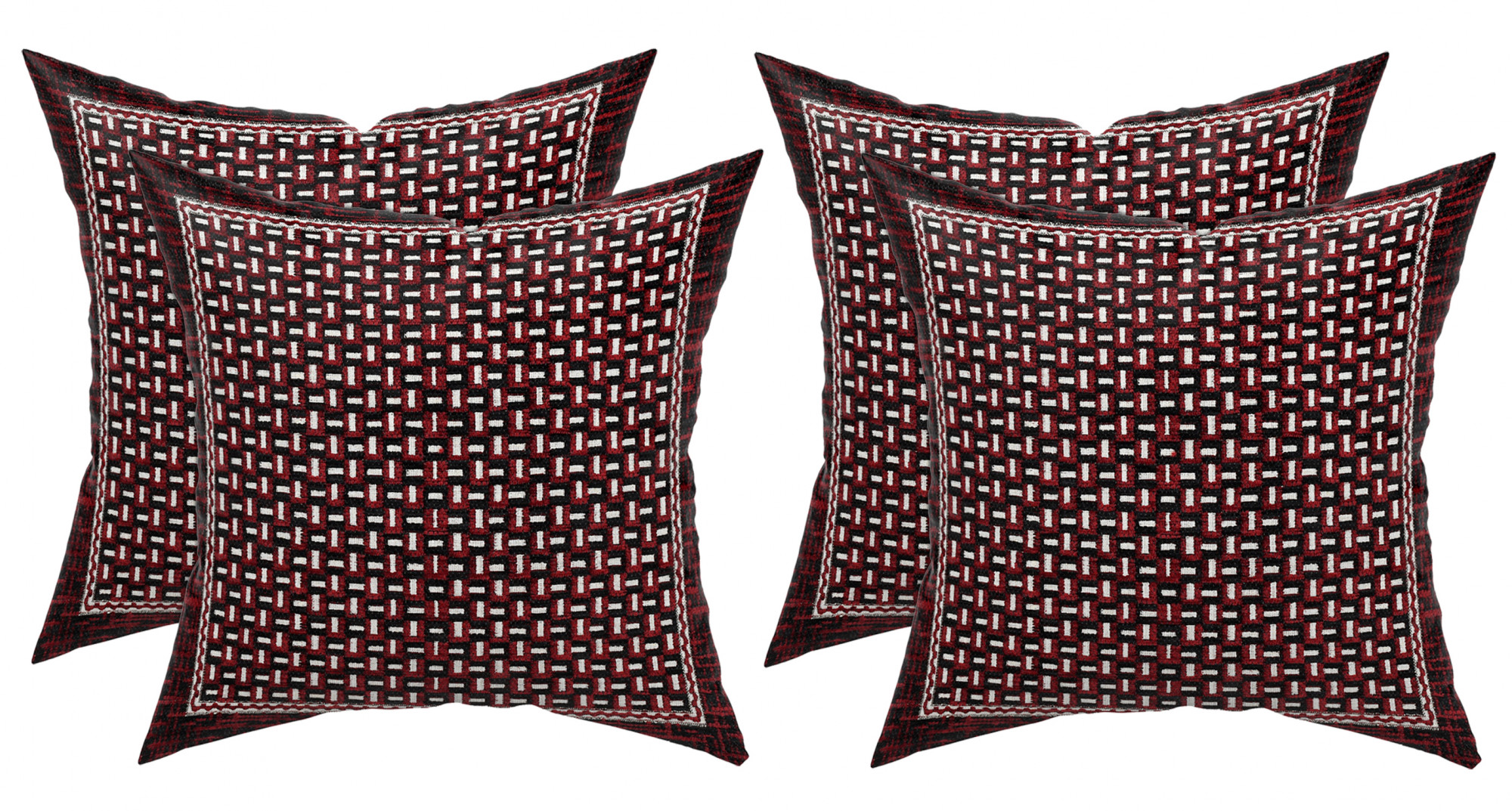 Kuber Industries Velvet Check Design Soft Decorative Square Throw Pillow Cover, Cushion Covers, Pillow Case For Sofa Couch Bed Chair 16x16 Inch-(Maroon)