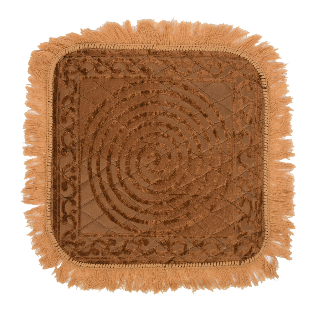 Kuber Industries Velvet Circle Print Pooja Aasan/Prayer Aasan/Meditation Mat For Home (Brown) 54KM4132