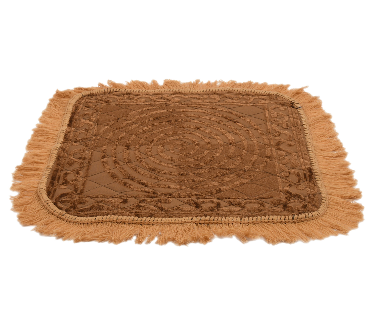 Kuber Industries Velvet Circle Print Pooja Aasan/Prayer Aasan/Meditation Mat For Home (Brown) 54KM4132