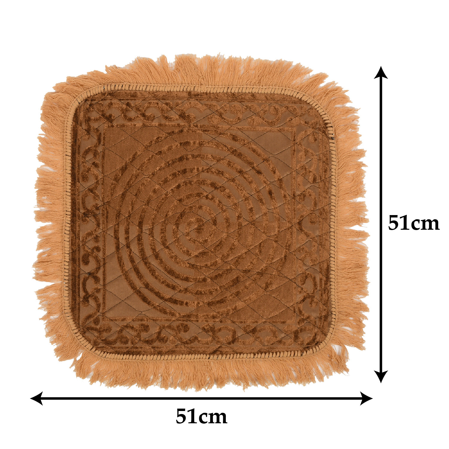 Kuber Industries Velvet Circle Print Pooja Aasan/Prayer Aasan/Meditation Mat For Home (Brown) 54KM4132