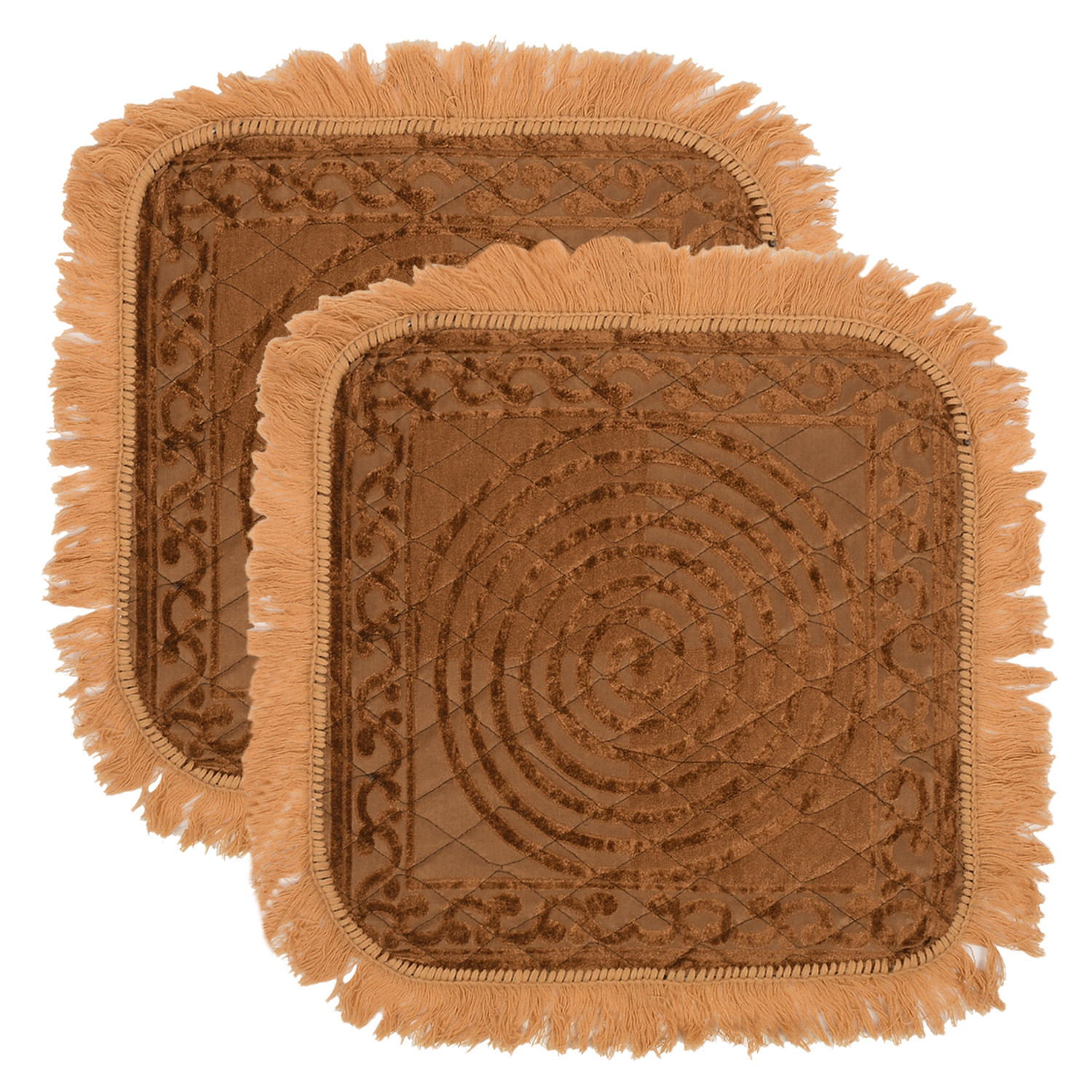 Kuber Industries Velvet Circle Print Pooja Aasan/Prayer Aasan/Meditation Mat For Home (Brown) 54KM4132