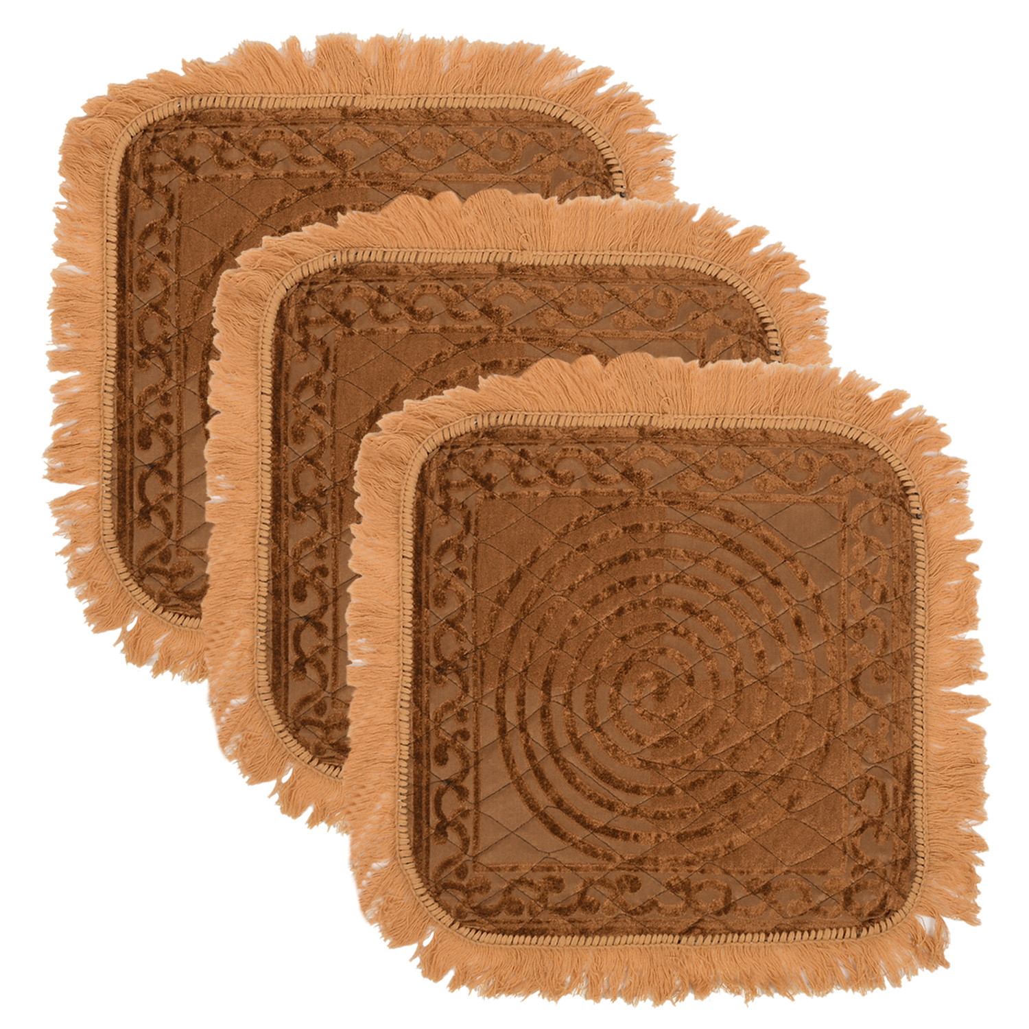 Kuber Industries Velvet Circle Print Pooja Aasan/Prayer Aasan/Meditation Mat For Home (Brown) 54KM4132