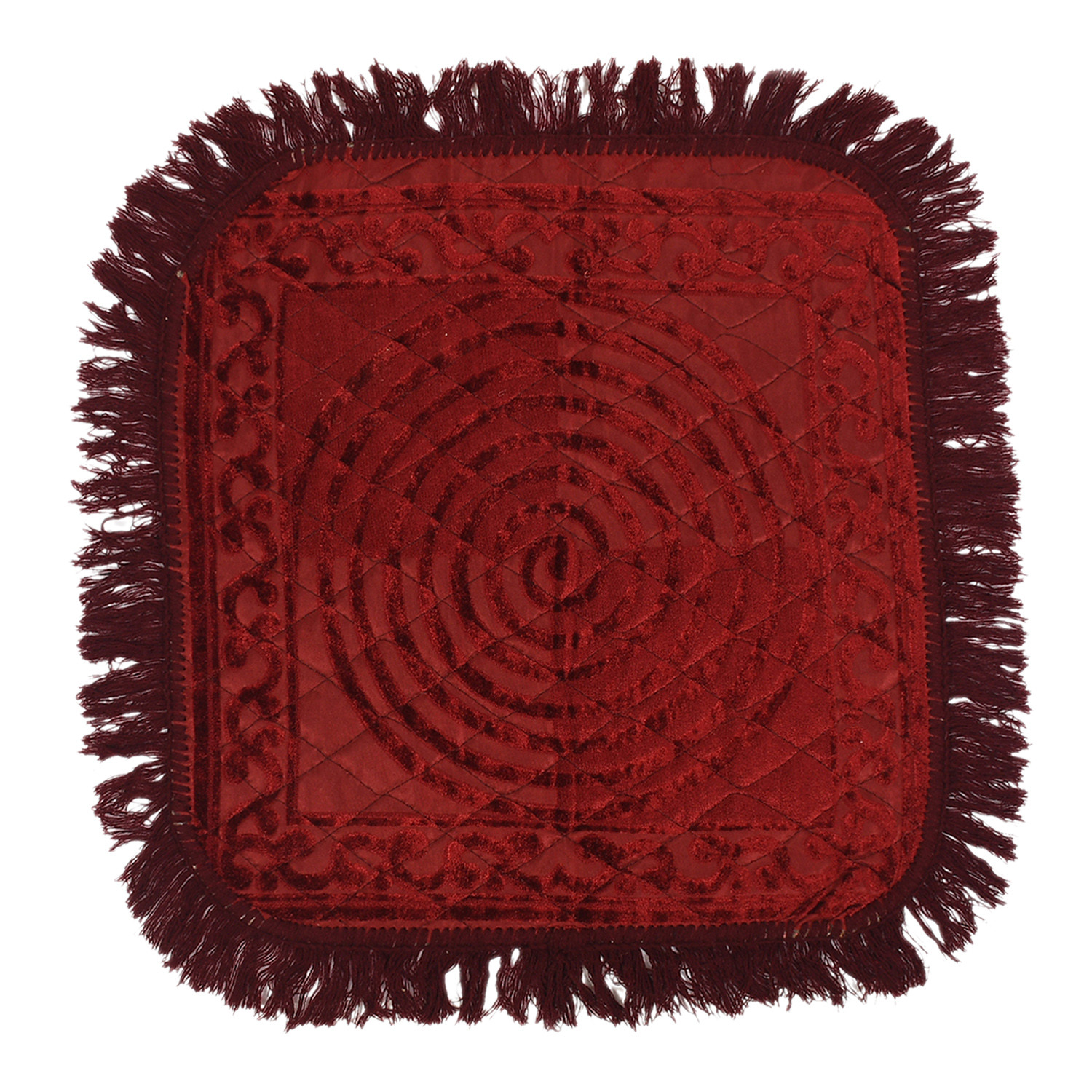 Kuber Industries Velvet Circle Print Pooja Aasan/Prayer Aasan/Meditation Mat For Home (Maroon) 54KM4136