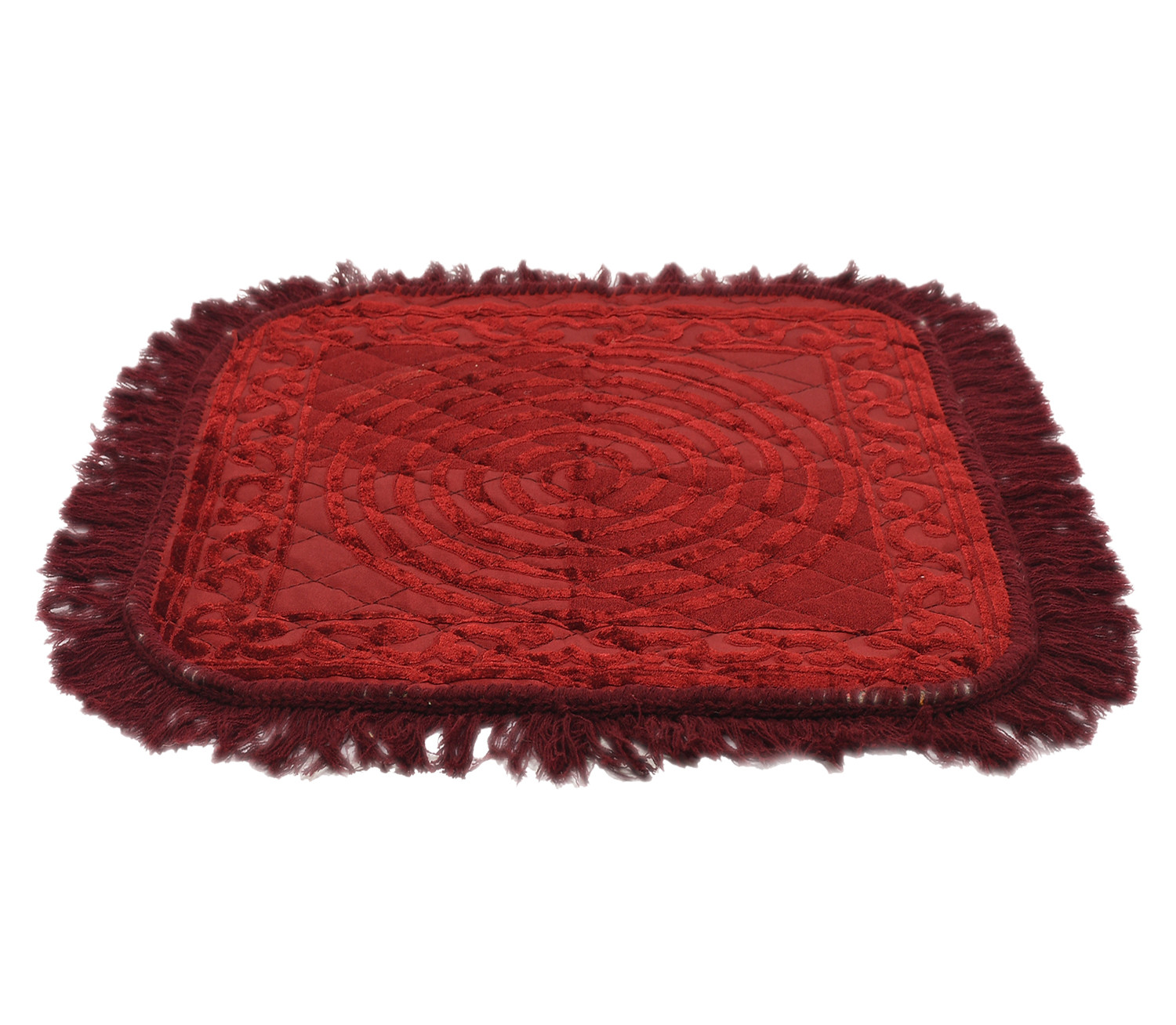 Kuber Industries Velvet Circle Print Pooja Aasan/Prayer Aasan/Meditation Mat For Home (Maroon) 54KM4136