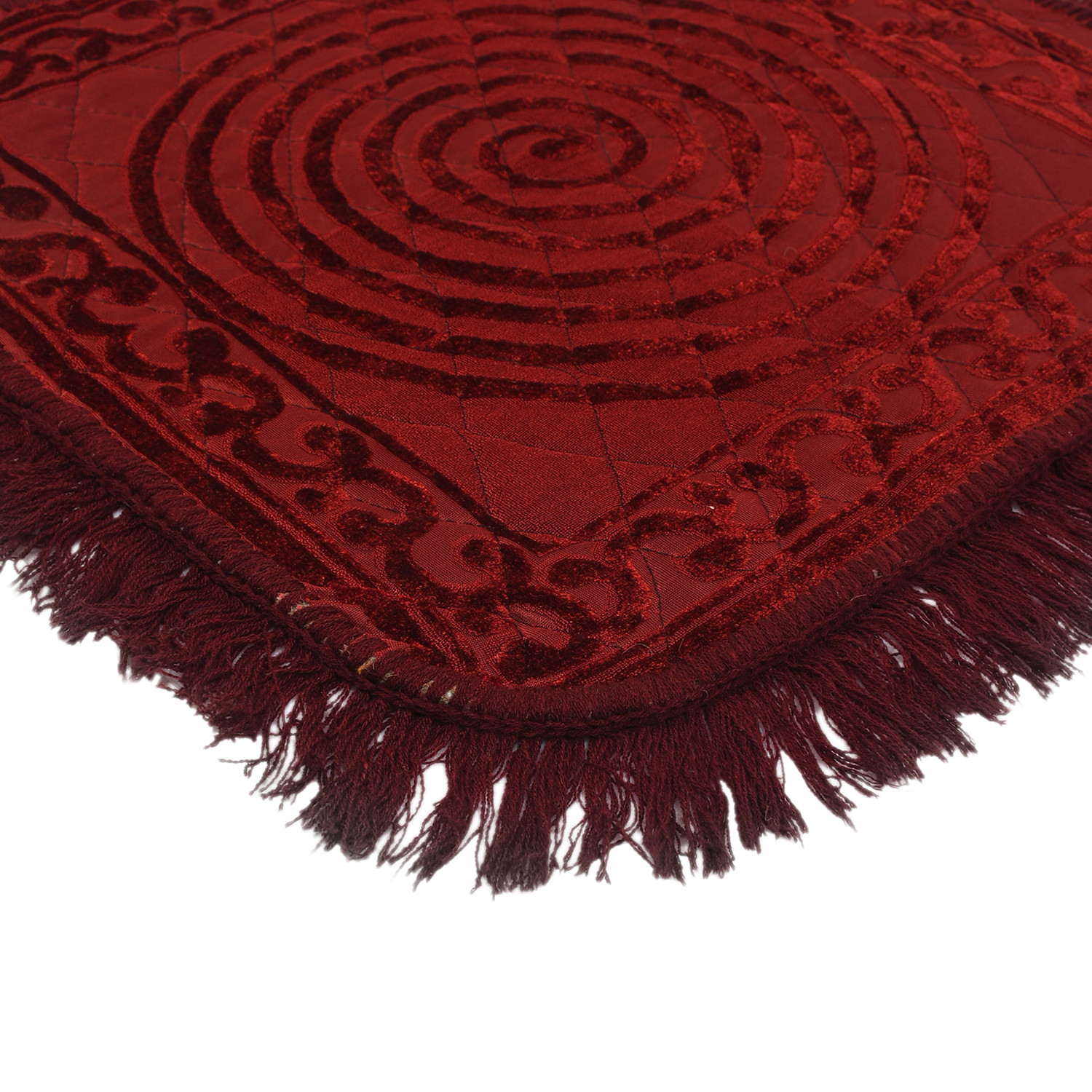 Kuber Industries Velvet Circle Print Pooja Aasan/Prayer Aasan/Meditation Mat For Home (Maroon) 54KM4136