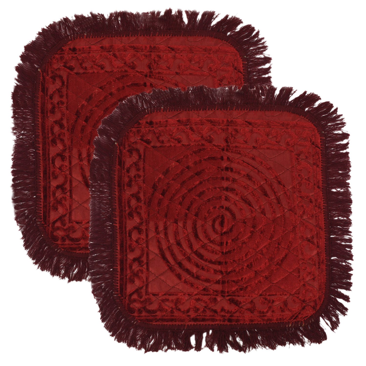 Kuber Industries Velvet Circle Print Pooja Aasan/Prayer Aasan/Meditation Mat For Home (Maroon) 54KM4136
