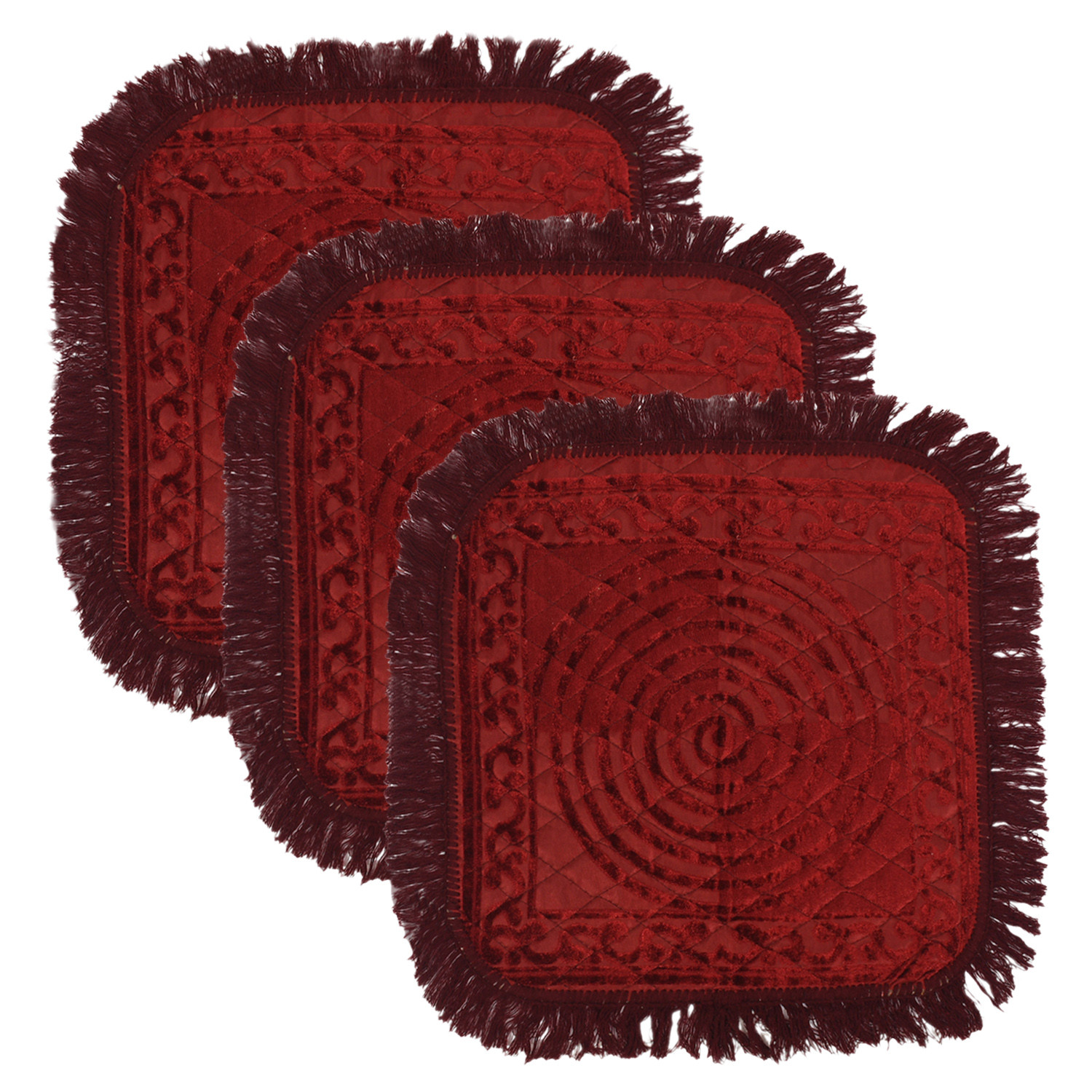 Kuber Industries Velvet Circle Print Pooja Aasan/Prayer Aasan/Meditation Mat For Home (Maroon) 54KM4136