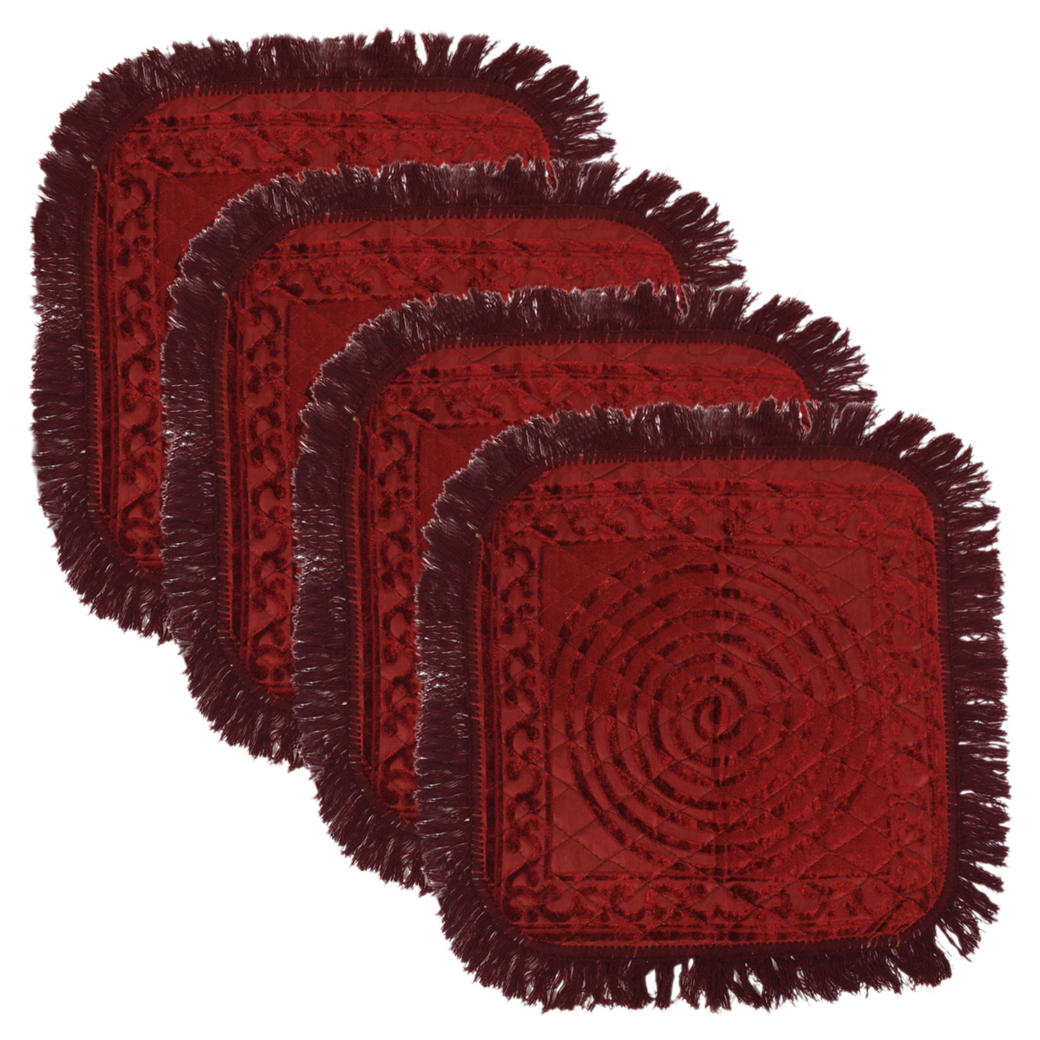 Kuber Industries Velvet Circle Print Pooja Aasan/Prayer Aasan/Meditation Mat For Home (Maroon) 54KM4136
