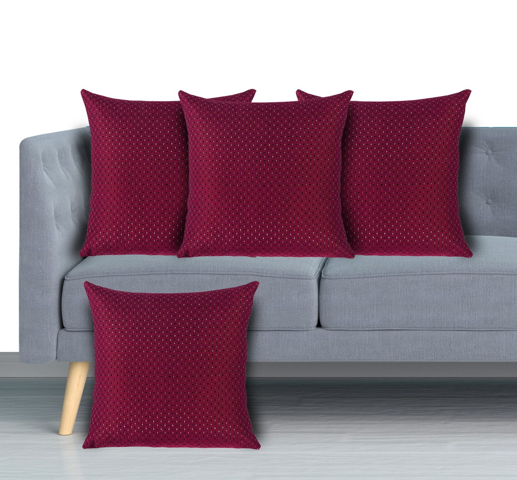 Kuber Industries Velvet Dot Printed Soft Decorative Square Throw Pillow Cover, Cushion Covers, Pillow Case For Sofa Couch Bed Chair 16x16 Inch-(Maroon)