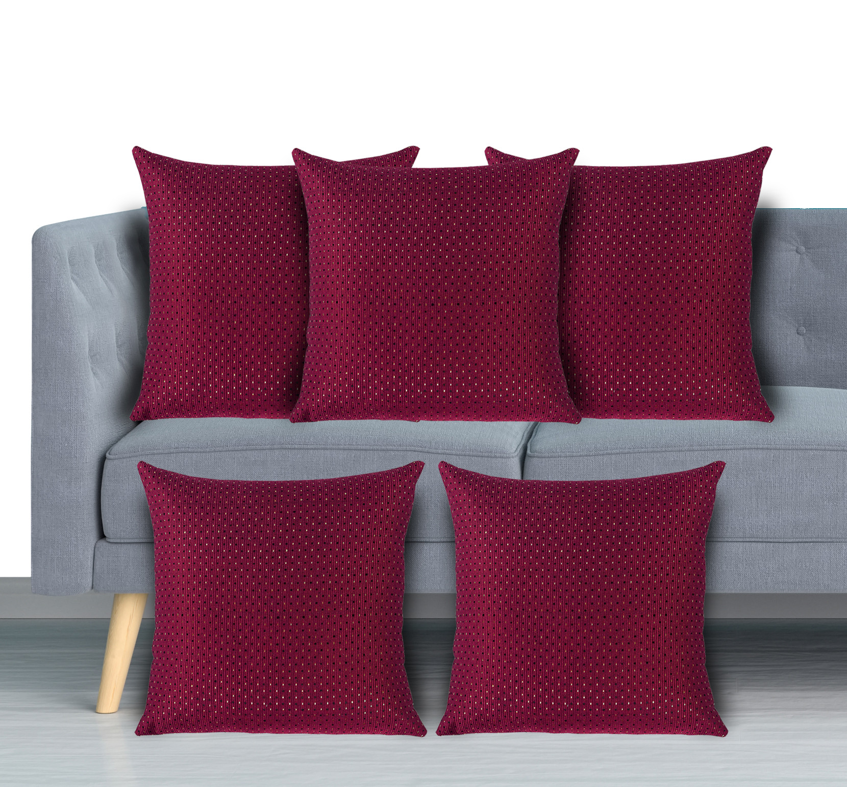 Kuber Industries Velvet Dot Printed Soft Decorative Square Throw Pillow Cover, Cushion Covers, Pillow Case For Sofa Couch Bed Chair 16x16 Inch-(Maroon)