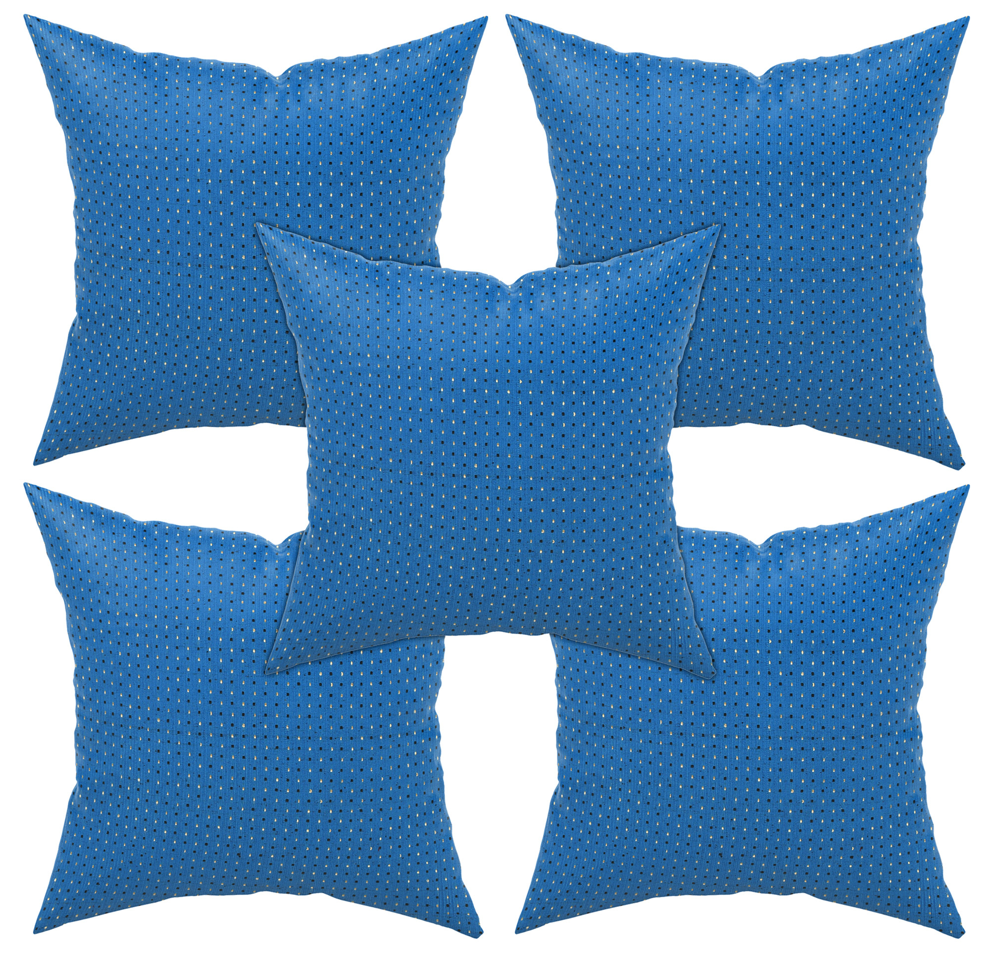Kuber Industries Velvet Dot Printed Soft Decorative Square Throw Pillow Cover, Cushion Covers, Pillow Case For Sofa Couch Bed Chair 16x16 Inch-(Blue)