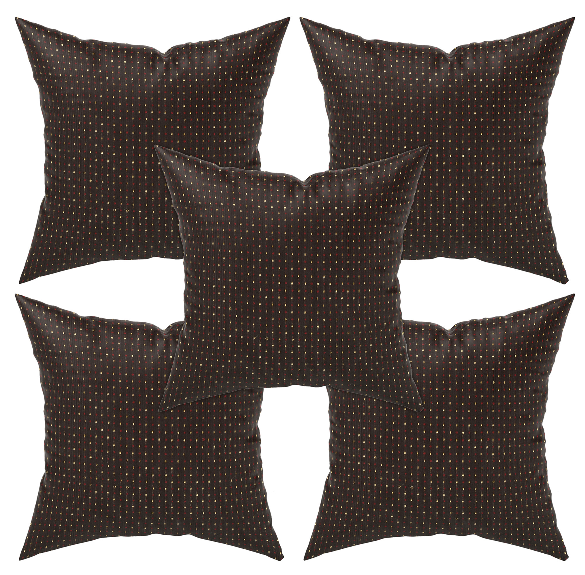 Kuber Industries Velvet Dot Printed Soft Decorative Square Throw Pillow Cover, Cushion Covers, Pillow Case For Sofa Couch Bed Chair 16x16 Inch-(Brown)