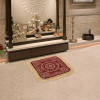 Velvet Finish pooja mat for sitting on floor | Traditional Rangoli Print Aasan Puja Cloth for Home Mandir | Suitable for Prayer &amp; Meditation | Golden Maroon