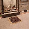 Velvet Finish pooja mat for sitting on floor | Traditional Rangoli Print Aasan Puja Cloth for Home Mandir | Suitable for Prayer &amp; Meditation | Golden Brown