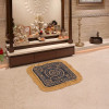 Velvet Finish pooja mat for sitting on floor | Traditional Rangoli Print Aasan Puja Cloth for Home Mandir | Suitable for Prayer & Meditation | Golden Grey