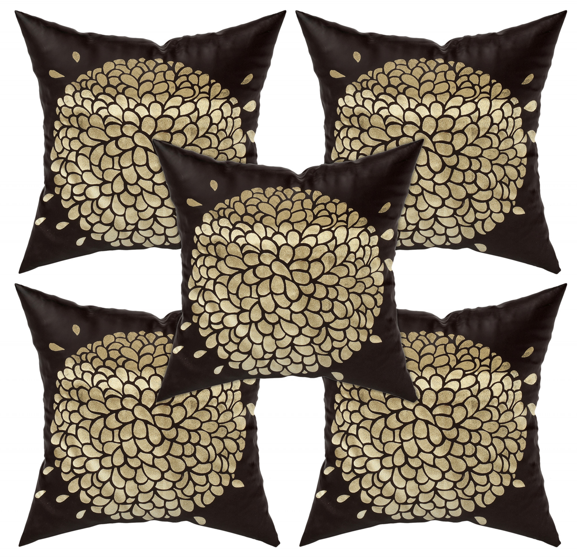 Kuber Industries Velvet Floral Design Soft Decorative Square Throw Pillow Cover, Cushion Covers, Pillow Case For Sofa Couch Bed Chair 16x16 Inch-(Brown)