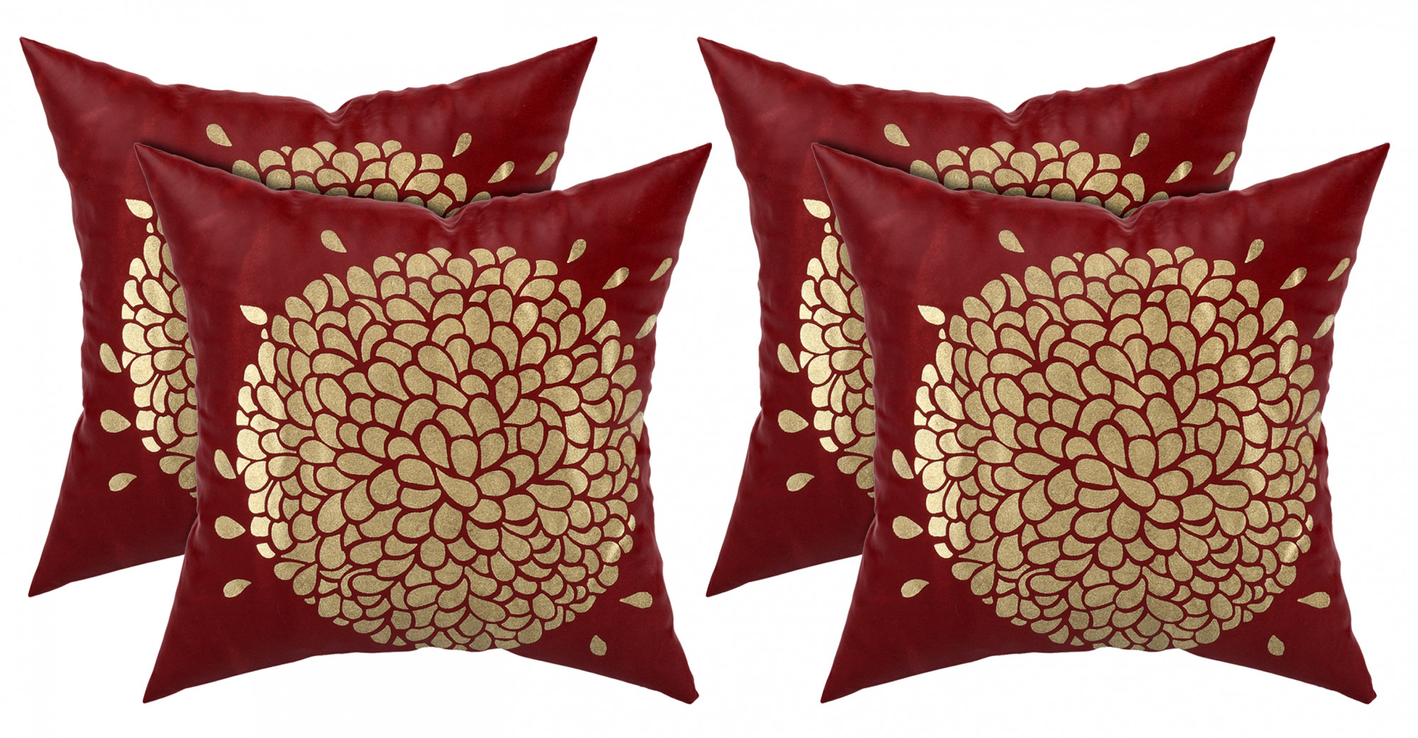 Kuber Industries Velvet Floral Design Soft Decorative Square Throw Pillow Cover, Cushion Covers, Pillow Case For Sofa Couch Bed Chair 16x16 Inch- (Maroon)