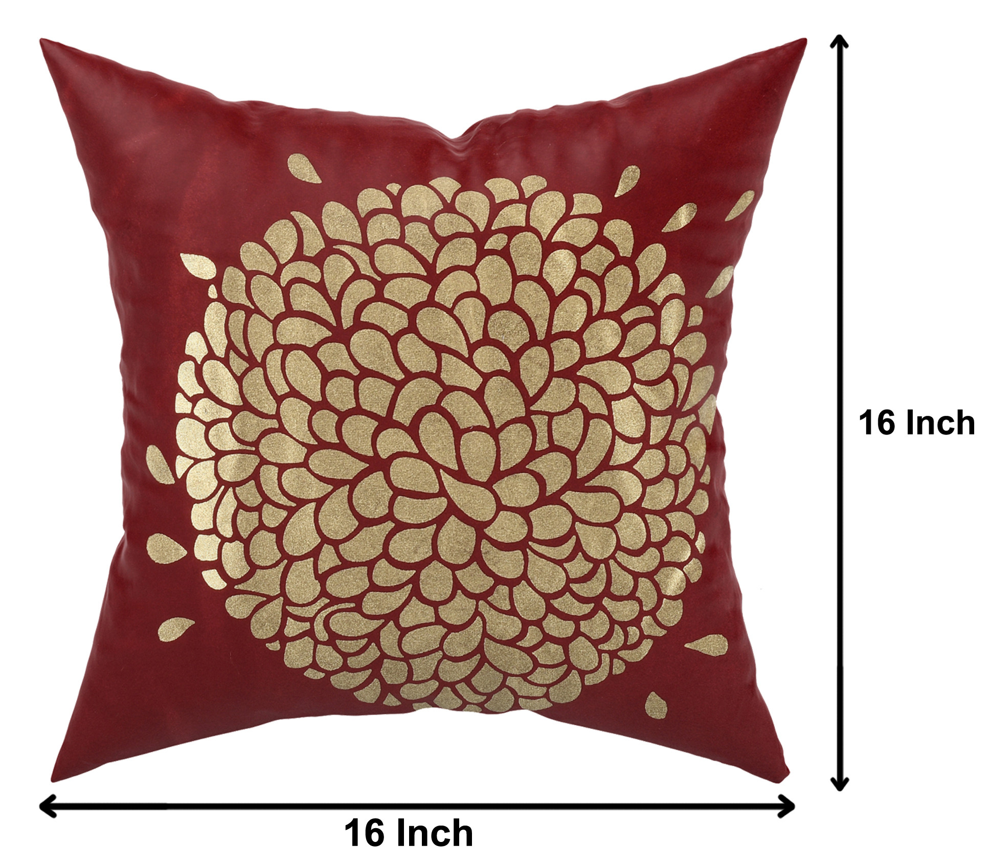 Kuber Industries Velvet Floral Design Soft Decorative Square Throw Pillow Cover, Cushion Covers, Pillow Case For Sofa Couch Bed Chair 16x16 Inch- (Maroon)