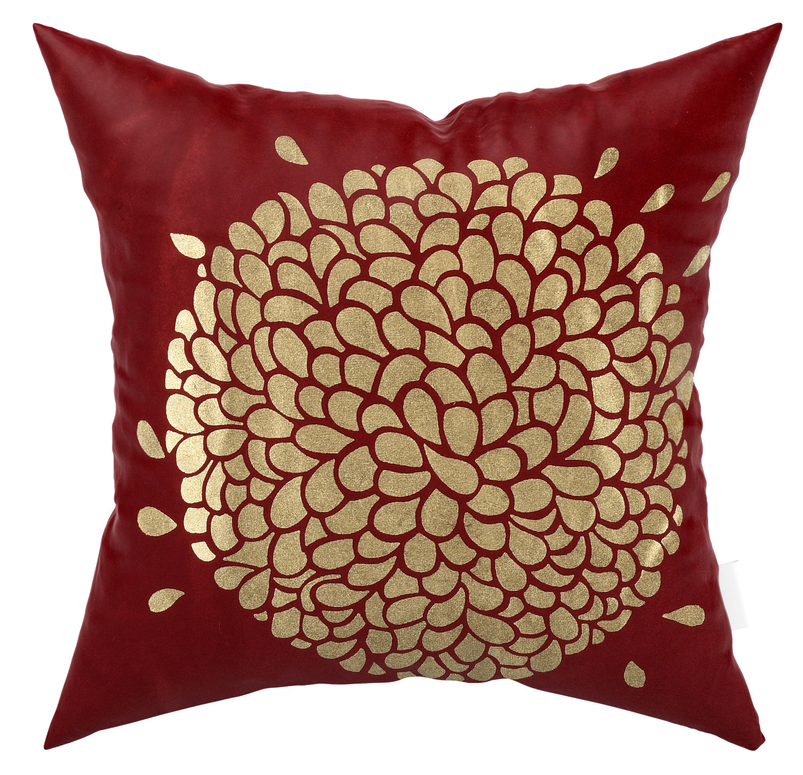 Kuber Industries Velvet Floral Design Soft Decorative Square Throw Pillow Cover, Cushion Covers, Pillow Case For Sofa Couch Bed Chair 16x16 Inch- (Maroon)