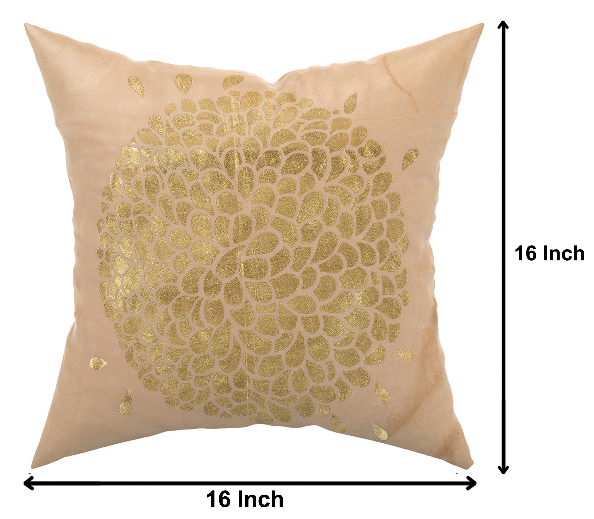 Kuber Industries Velvet Floral Design Soft Decorative Square Throw Pillow Cover, Cushion Covers, Pillow Case For Sofa Couch Bed Chair 16x16 Inch-(Cream)