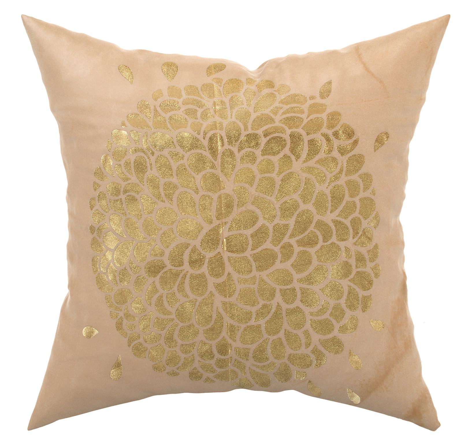 Kuber Industries Velvet Floral Design Soft Decorative Square Throw Pillow Cover, Cushion Covers, Pillow Case For Sofa Couch Bed Chair 16x16 Inch-(Cream)