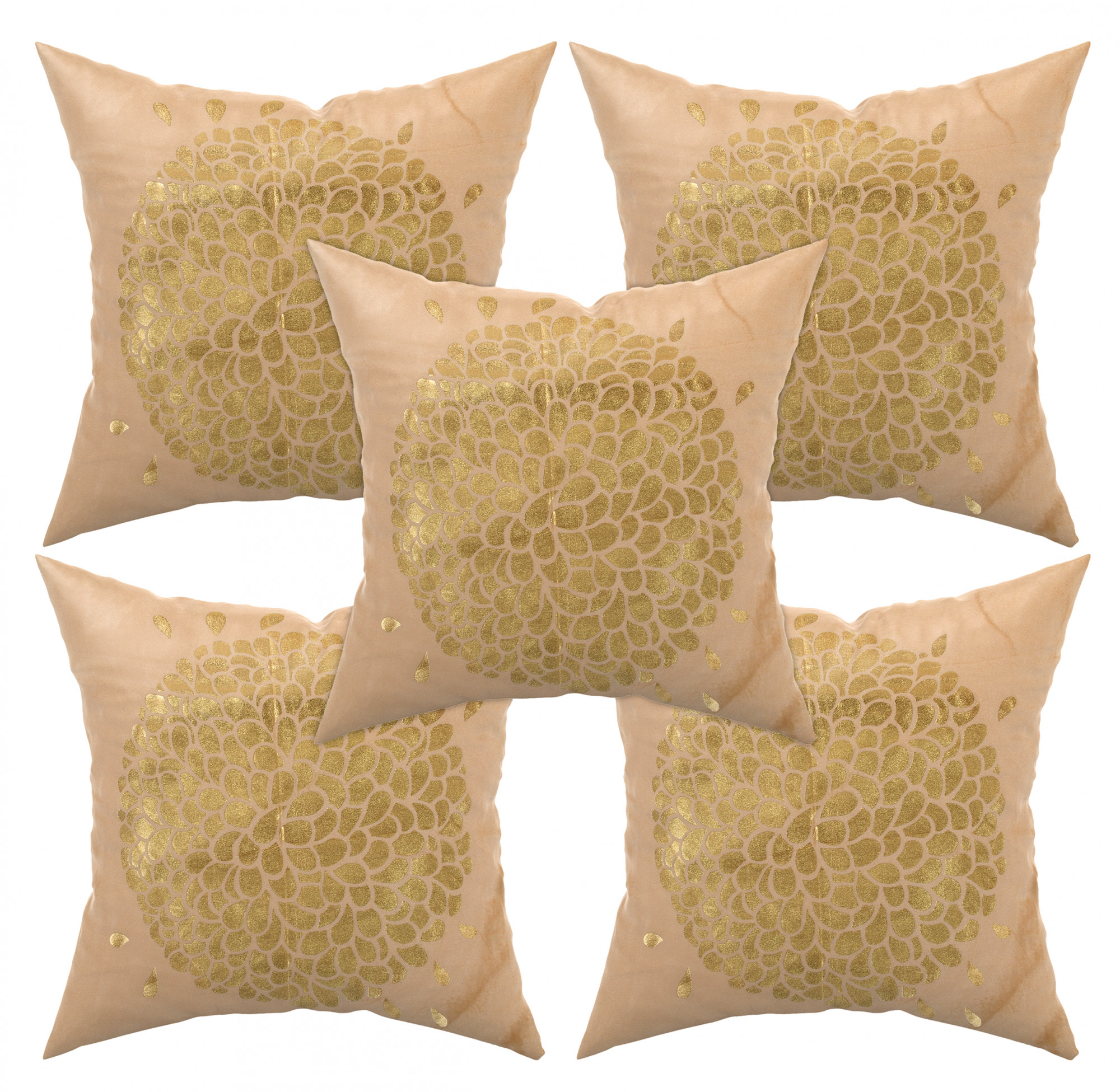 Kuber Industries Velvet Floral Design Soft Decorative Square Throw Pillow Cover, Cushion Covers, Pillow Case For Sofa Couch Bed Chair 16x16 Inch-(Cream)