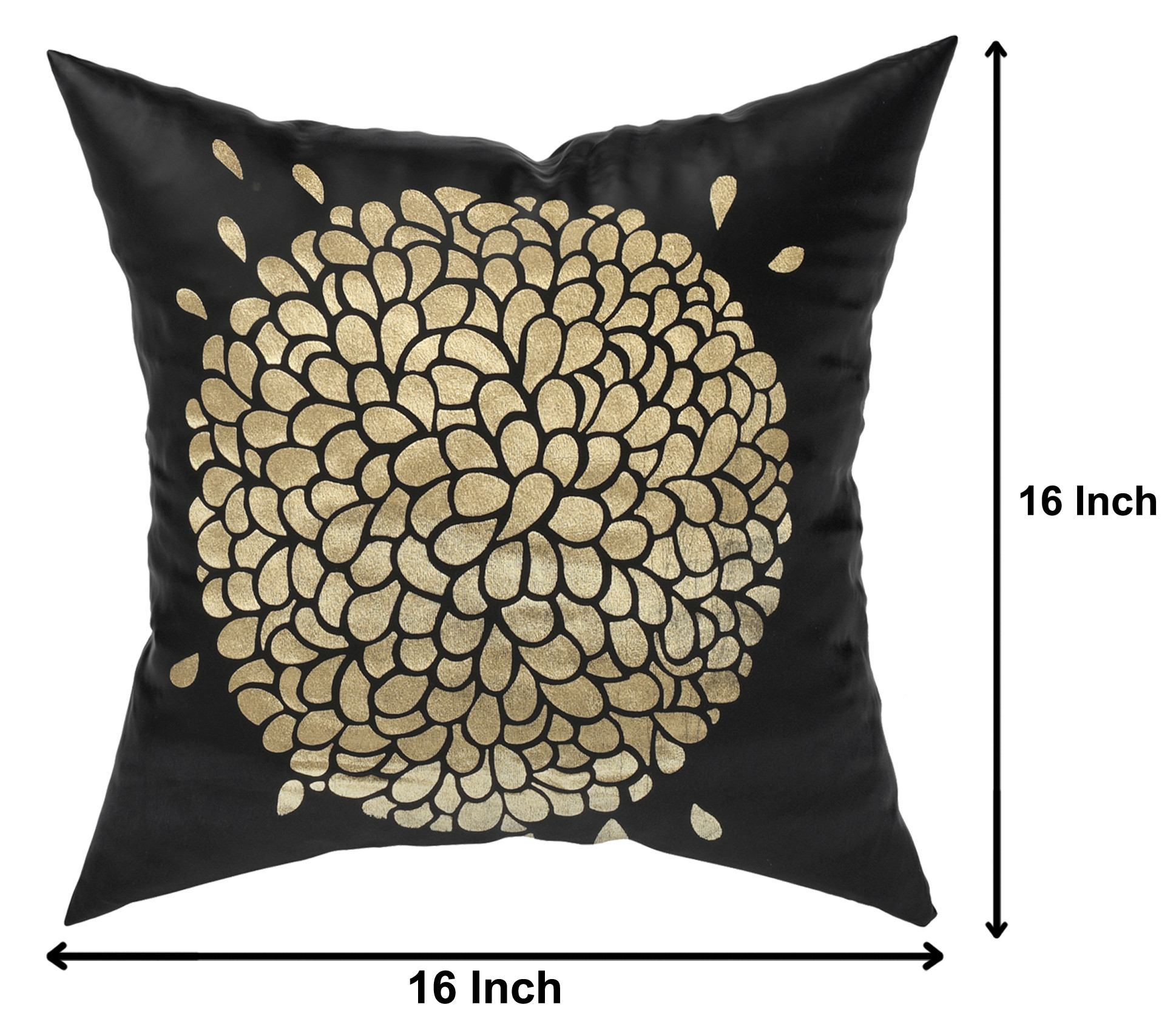 Kuber Industries Velvet Floral Design Soft Decorative Square Throw Pillow Cover, Cushion Covers, Pillow Case For Sofa Couch Bed Chair 16x16 Inch-(Black)