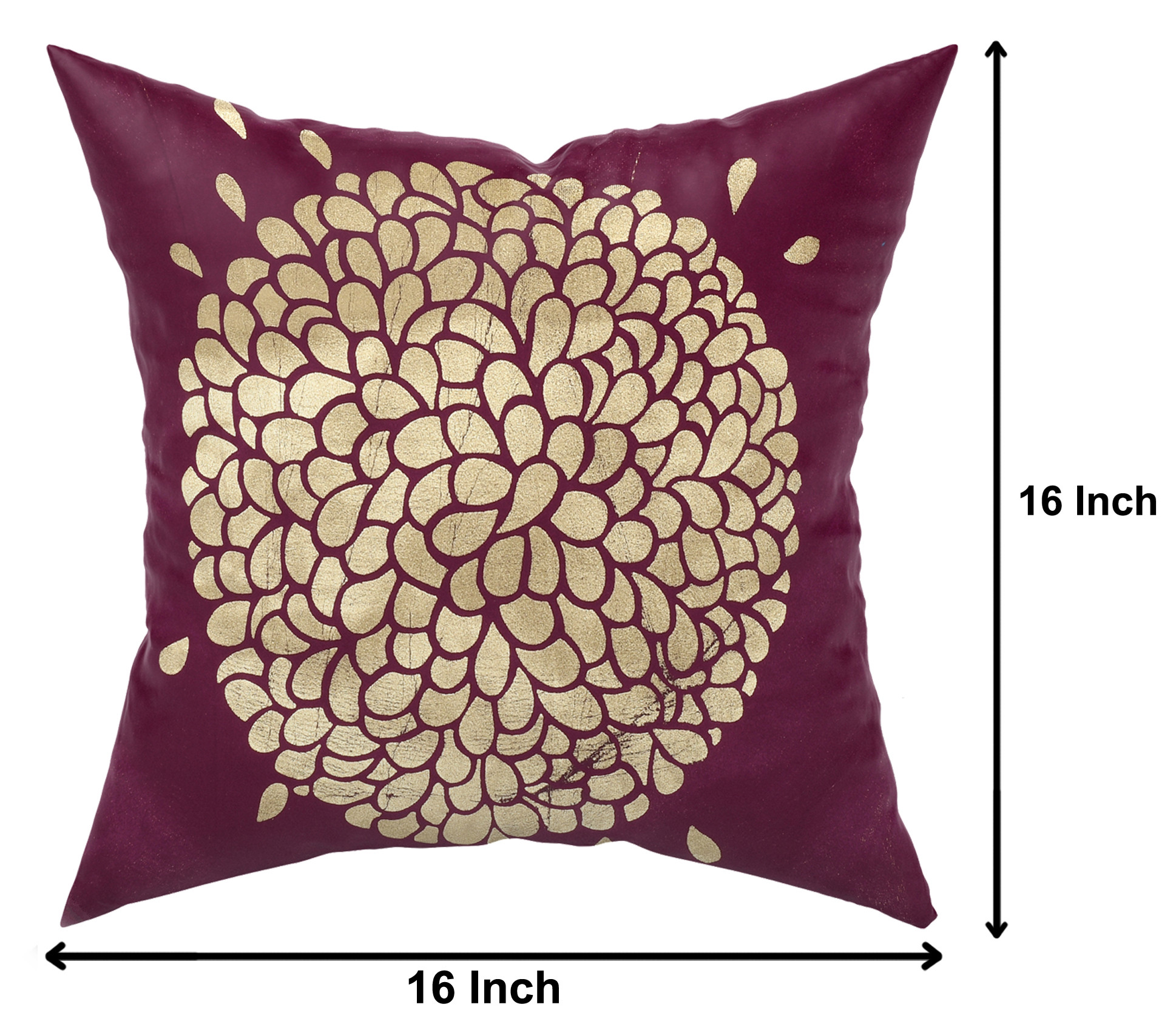 Kuber Industries Velvet Floral Design Soft Decorative Square Throw Pillow Cover, Cushion Covers, Pillow Case For Sofa Couch Bed Chair 16x16 Inch-(Purple)