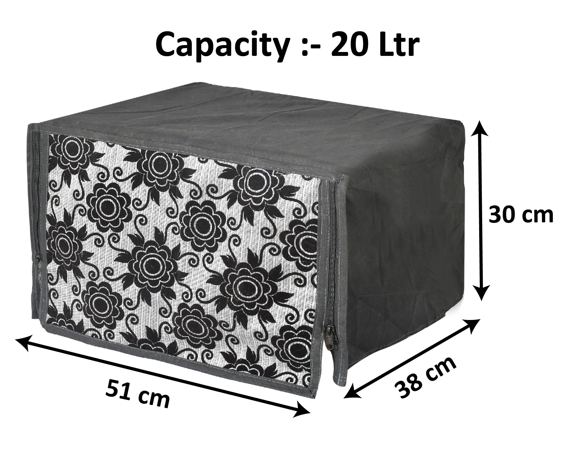 Kuber Industries Velvet Flower  Printed Microwave Oven Cover,20 Ltr. (Black)-HS43KUBMART26065