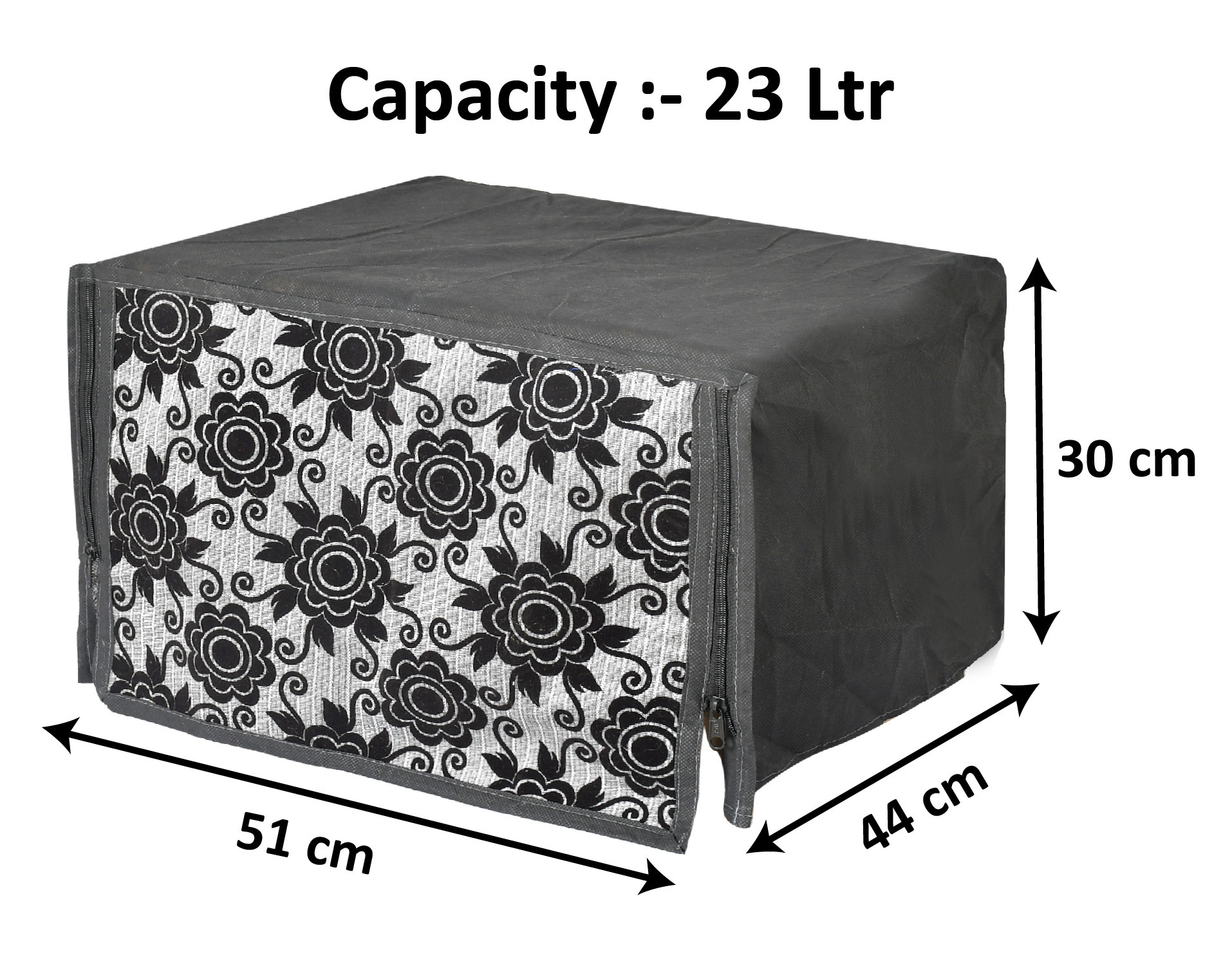 Kuber Industries Velvet Flower  Printed Microwave Oven Cover,23 Ltr. (Black)-HS43KUBMART26067