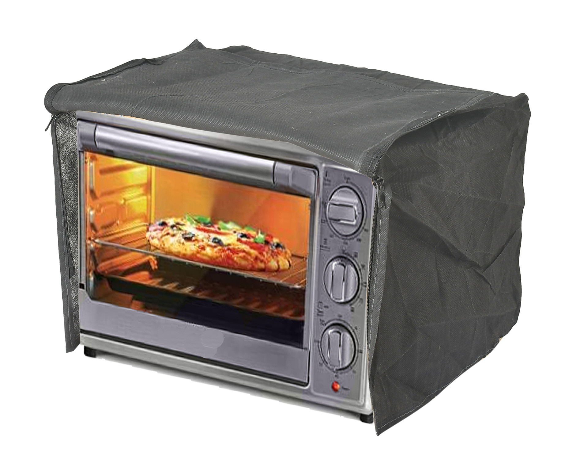 Kuber Industries Velvet Flower  Printed Microwave Oven Cover,23 Ltr. (Black)-HS43KUBMART26067