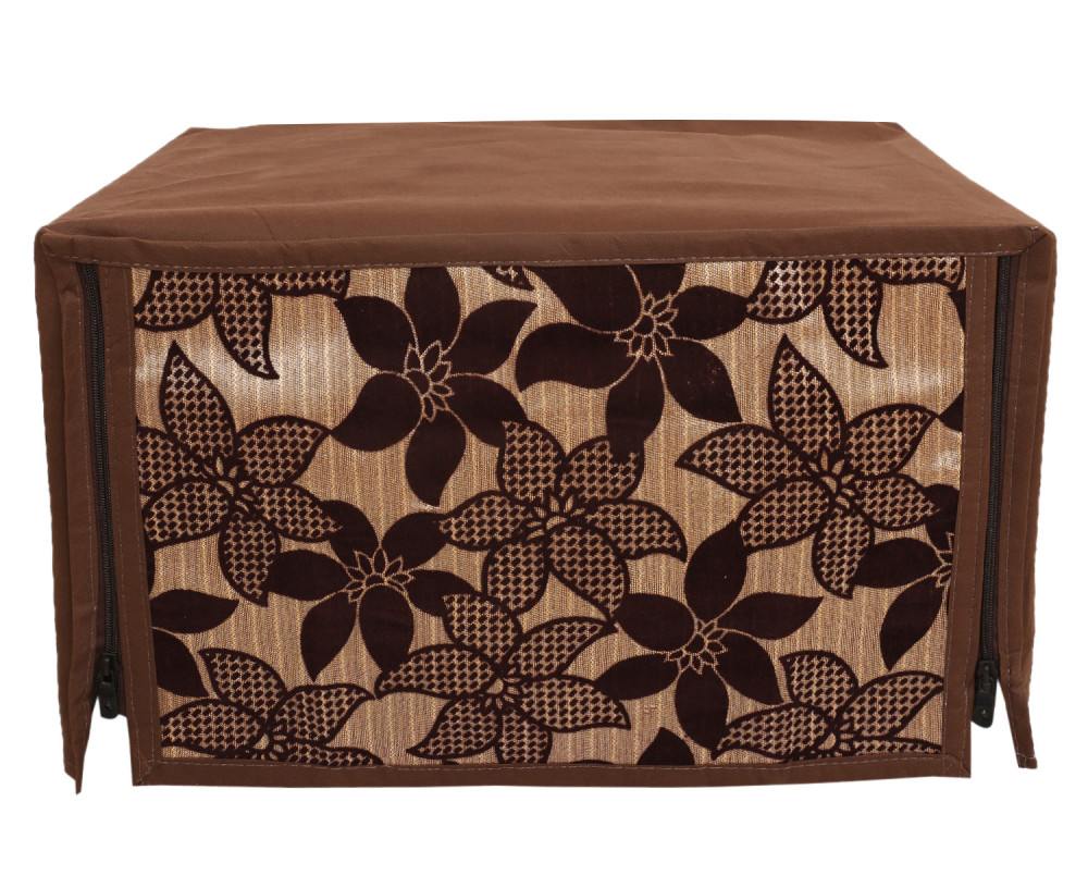 Kuber Industries Velvet Flower  Printed Microwave Oven Cover,23 Ltr. (Brown)-HS43KUBMART26059