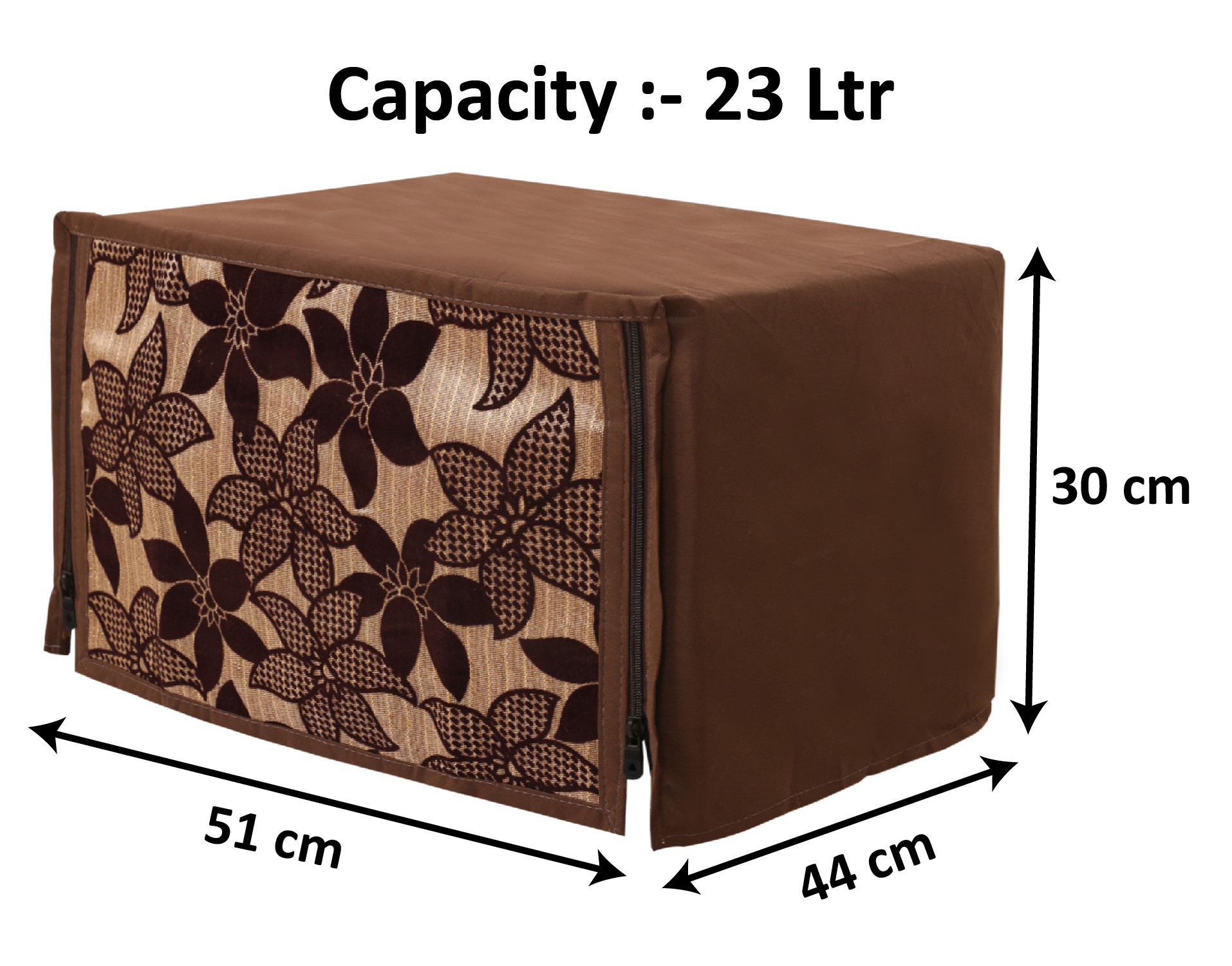 Kuber Industries Velvet Flower  Printed Microwave Oven Cover,23 Ltr. (Brown)-HS43KUBMART26059