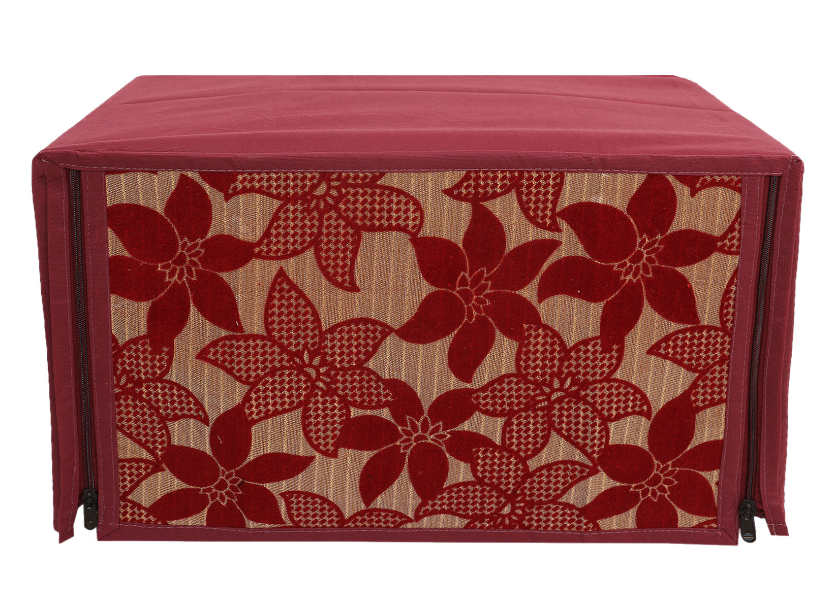 Kuber Industries Velvet Flower  Printed Microwave Oven Cover,23 Ltr. (Maroon)-HS43KUBMART26051