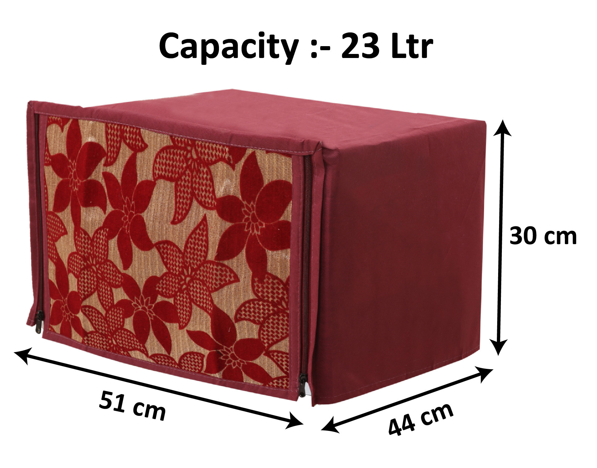 Kuber Industries Velvet Flower  Printed Microwave Oven Cover,23 Ltr. (Maroon)-HS43KUBMART26051