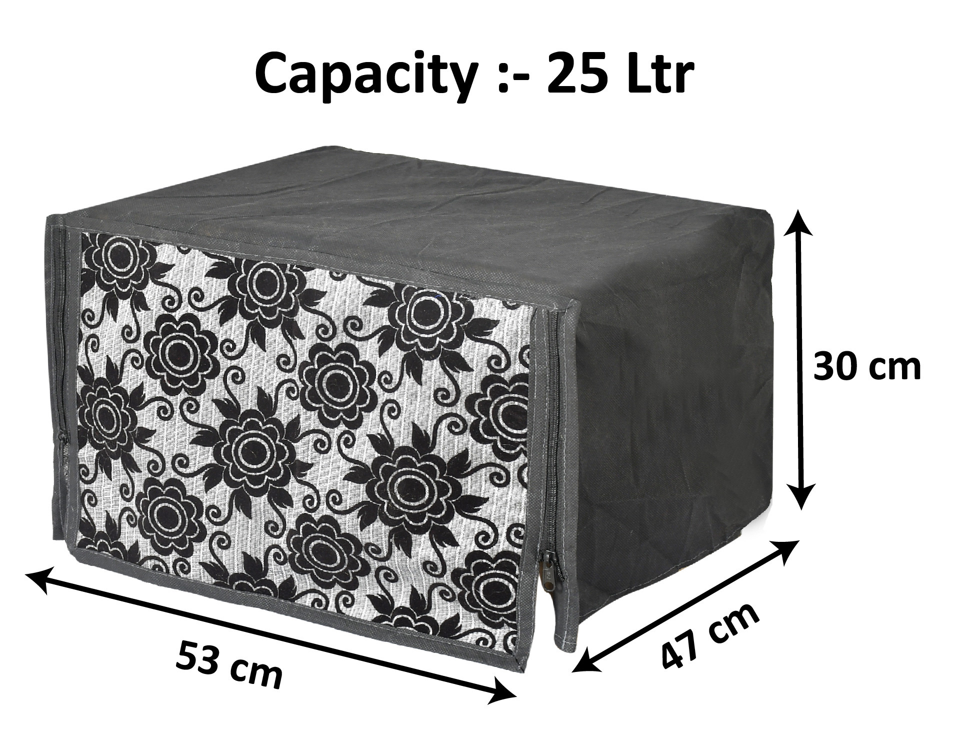 Kuber Industries Velvet Flower  Printed Microwave Oven Cover,25 Ltr. (Black)-HS43KUBMART26069
