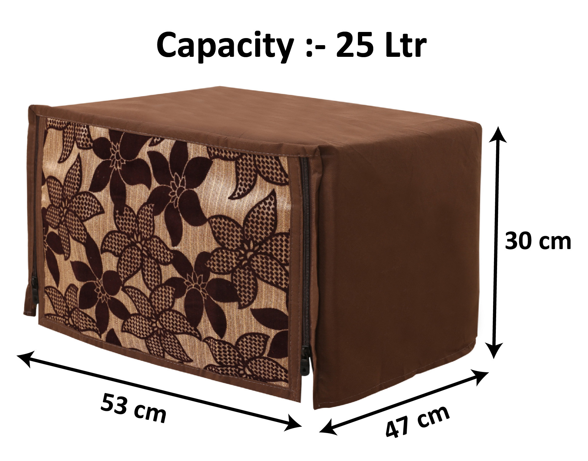 Kuber Industries Velvet Flower  Printed Microwave Oven Cover,25 Ltr. (Brown)-HS43KUBMART26061