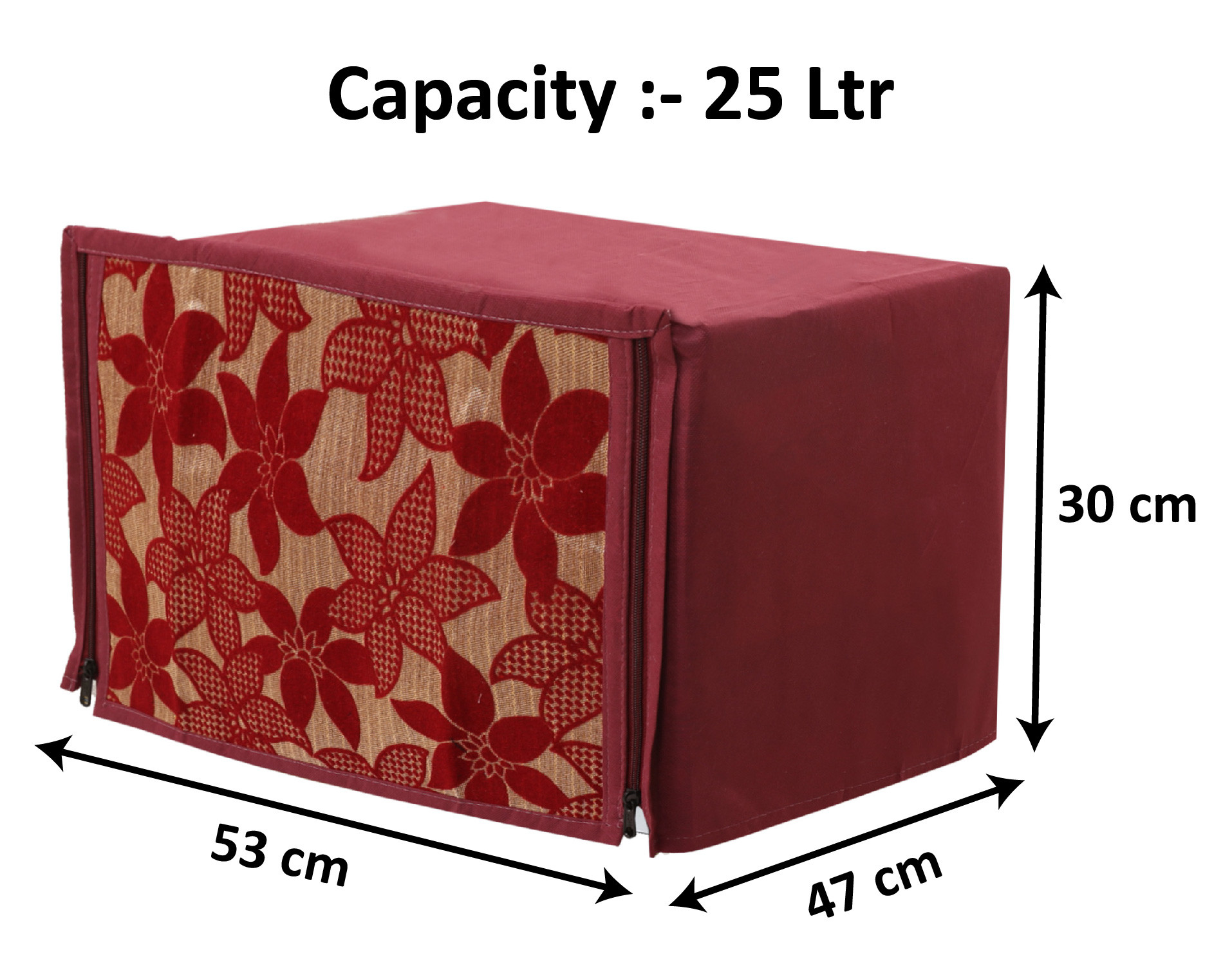 Kuber Industries Velvet Flower  Printed Microwave Oven Cover,25 Ltr. (Maroon)-HS43KUBMART26053