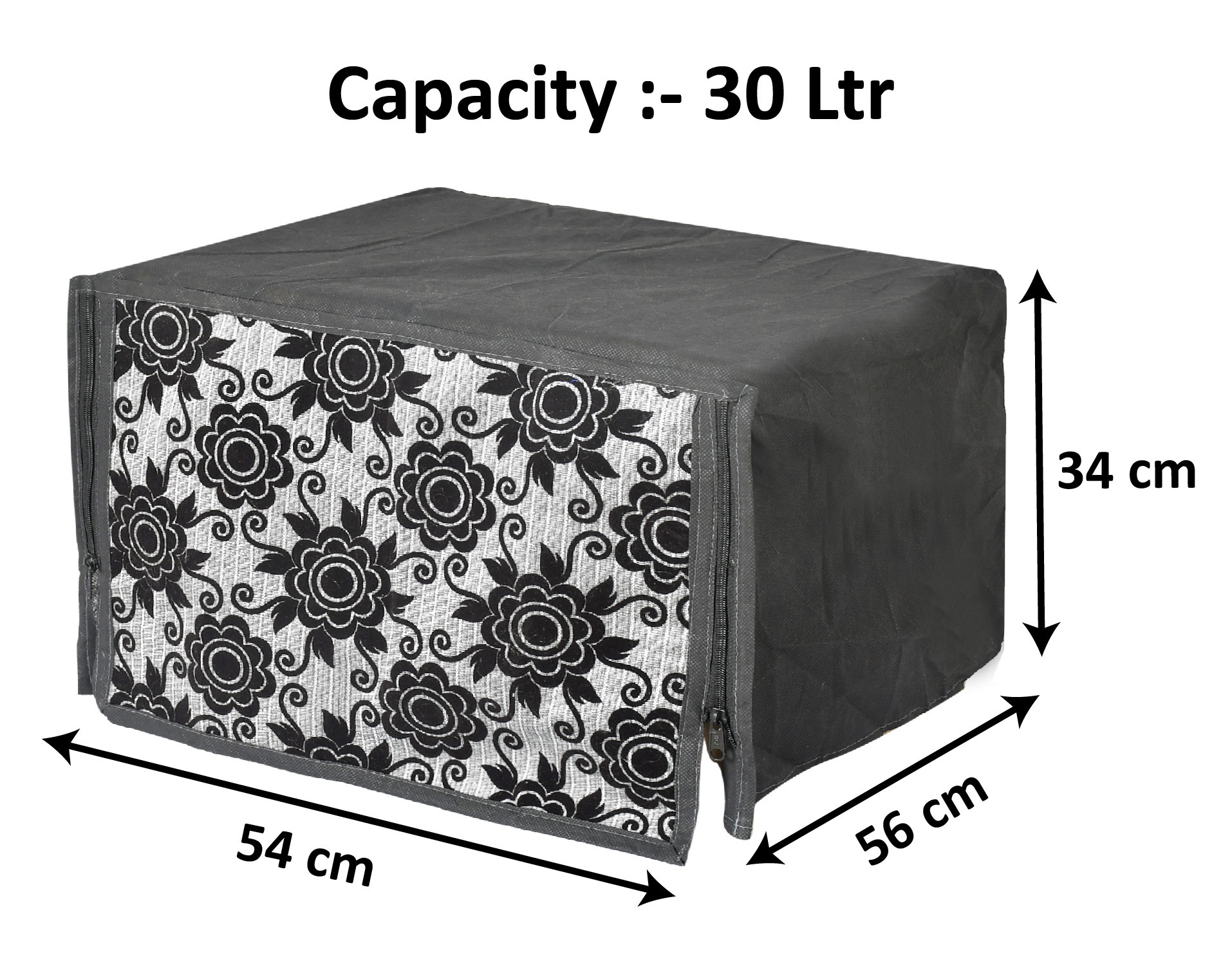 Kuber Industries Velvet Flower  Printed Microwave Oven Cover,30 Ltr. (Black)-HS43KUBMART26071
